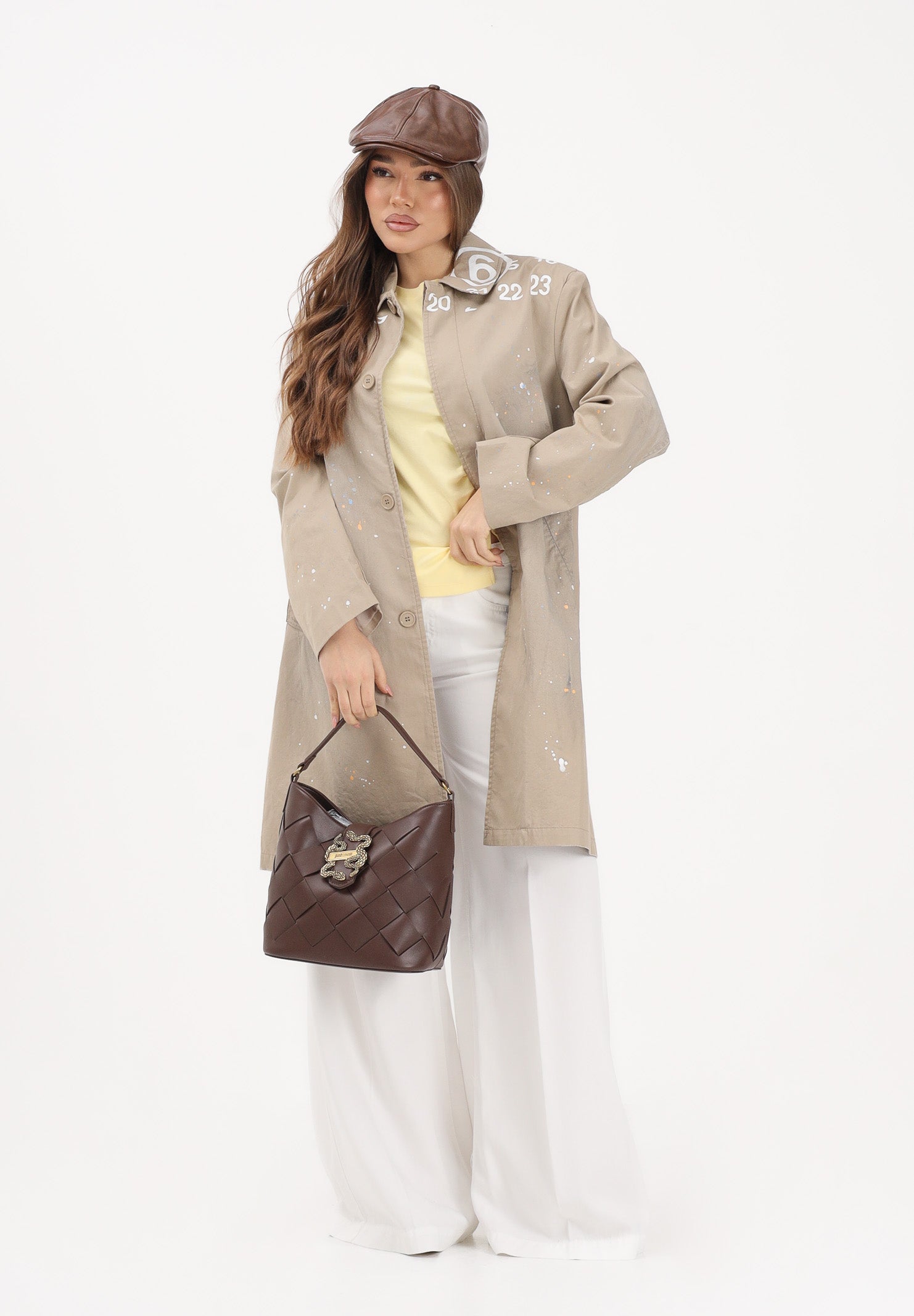 MAISON MARGIELA Trench beige per donna, ragazzi e bambini con logo stampato M60928MM07B M6709 MAISON MARGIELA