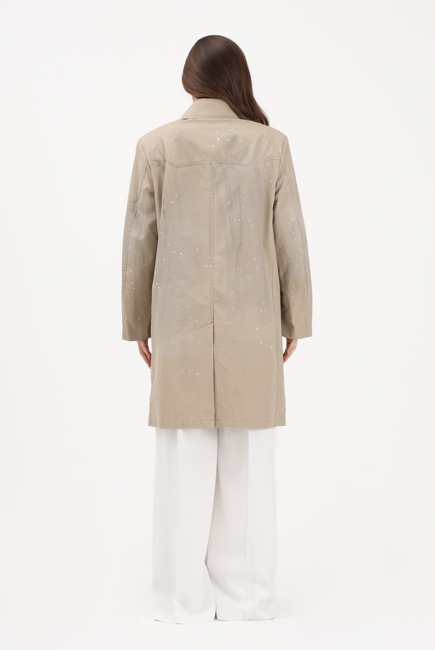 MAISON MARGIELA Trench beige per donna, ragazzi e bambini con logo stampato M60928MM07B M6709 MAISON MARGIELA