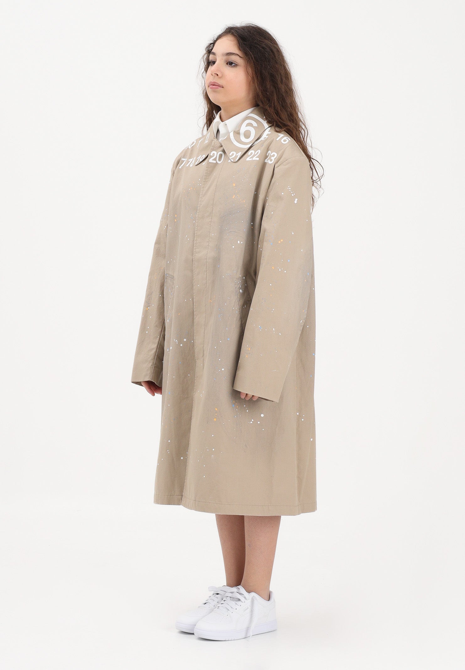 MAISON MARGIELA Trench beige per donna, ragazzi e bambini con logo stampato M60928MM07B M6709 MAISON MARGIELA