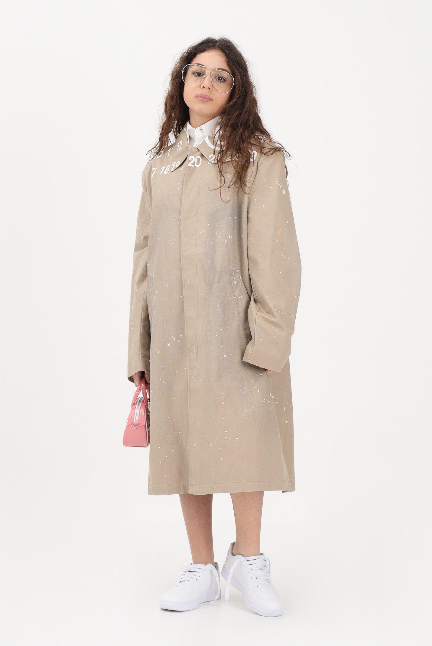 MAISON MARGIELA Trench beige per donna, ragazzi e bambini con logo stampato M60928MM07B M6709 MAISON MARGIELA