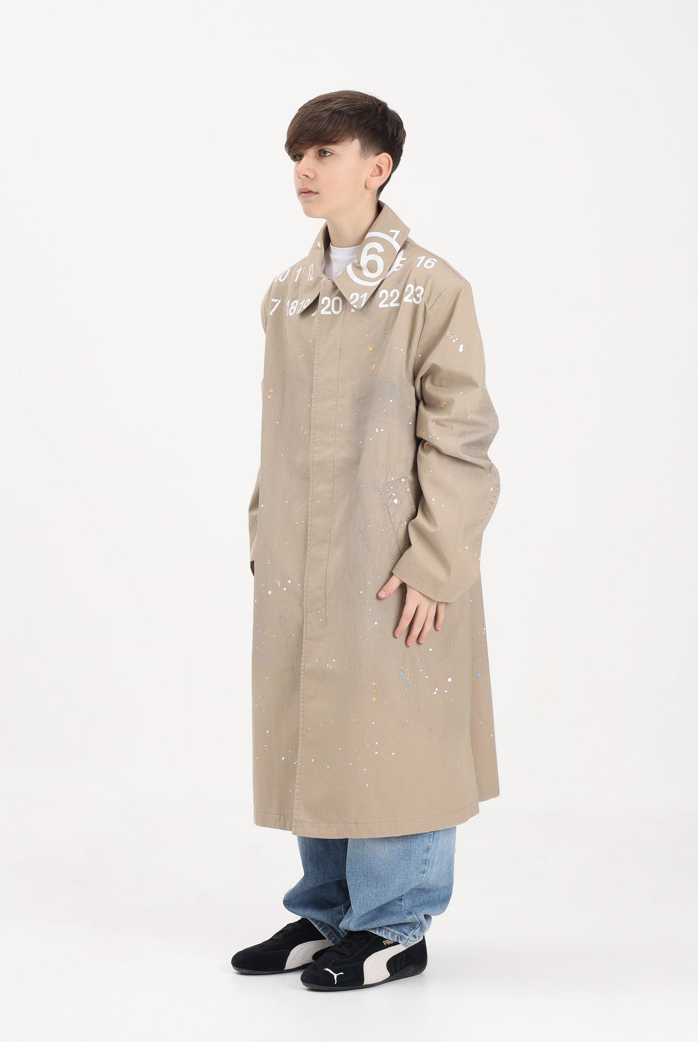MAISON MARGIELA Trench beige per donna, ragazzi e bambini con logo stampato M60928MM07B M6709 MAISON MARGIELA