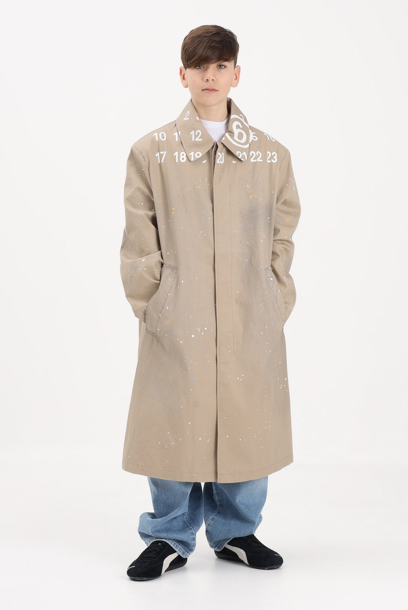 MAISON MARGIELA Trench beige per donna, ragazzi e bambini con logo stampato M60928MM07B M6709 MAISON MARGIELA