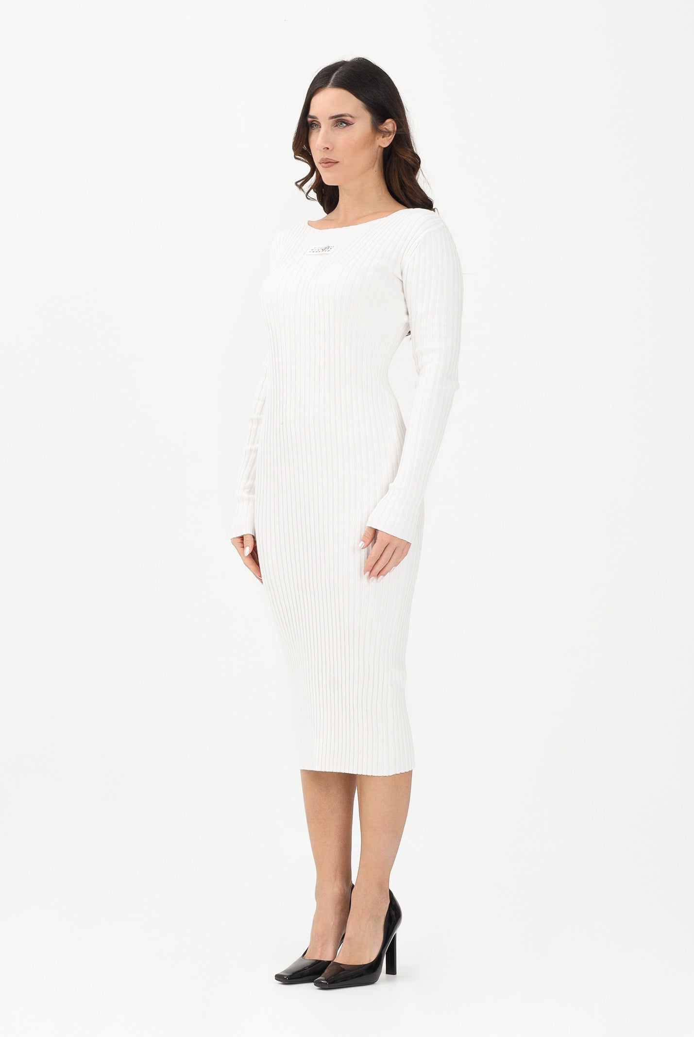 MAISON MARGIELA Abito midi bianco per donna, ragazze e bambine con logo M60935MM07X M6101 MAISON MARGIELA