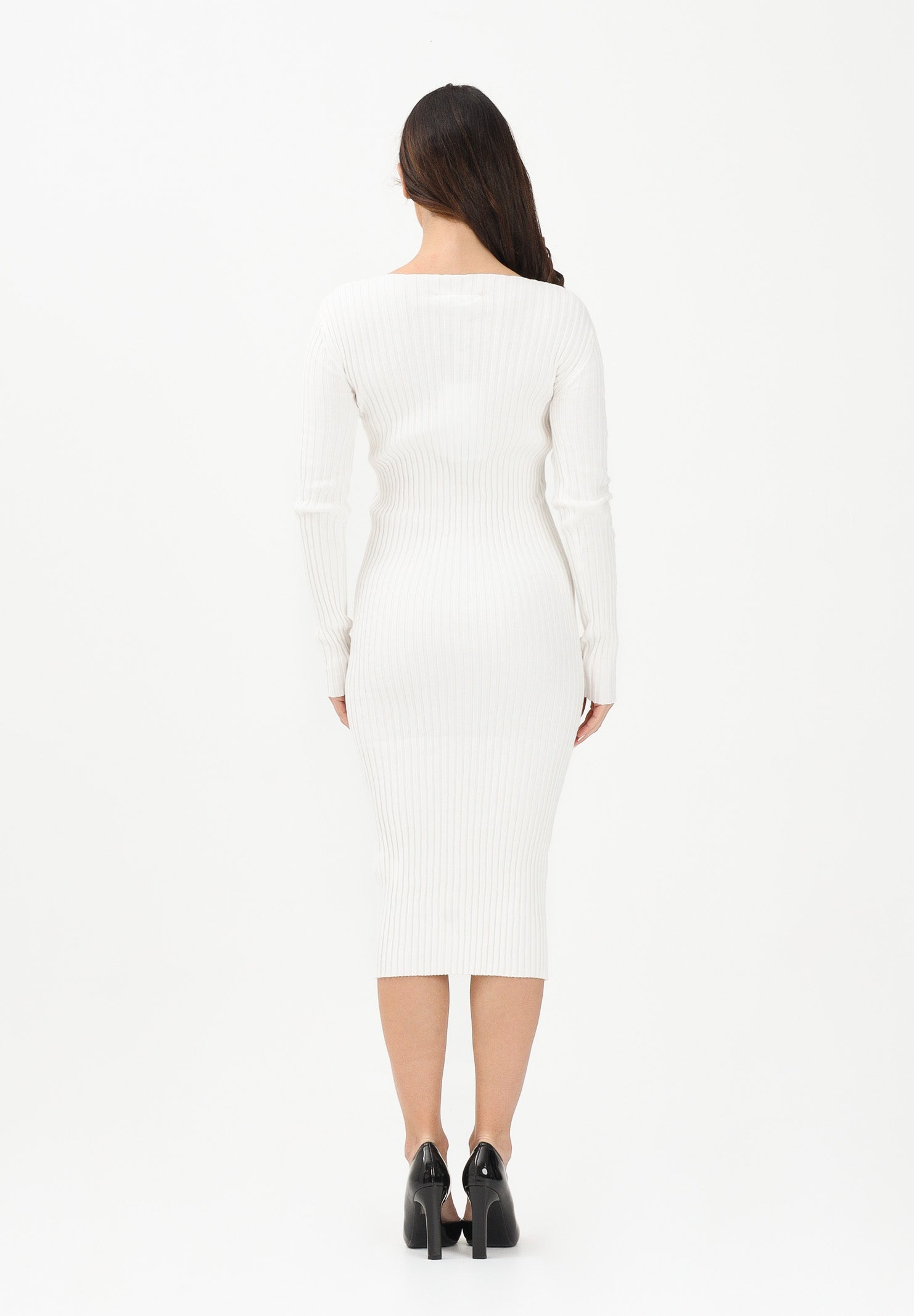 MAISON MARGIELA Abito midi bianco per donna, ragazze e bambine con logo M60935MM07X M6101 MAISON MARGIELA