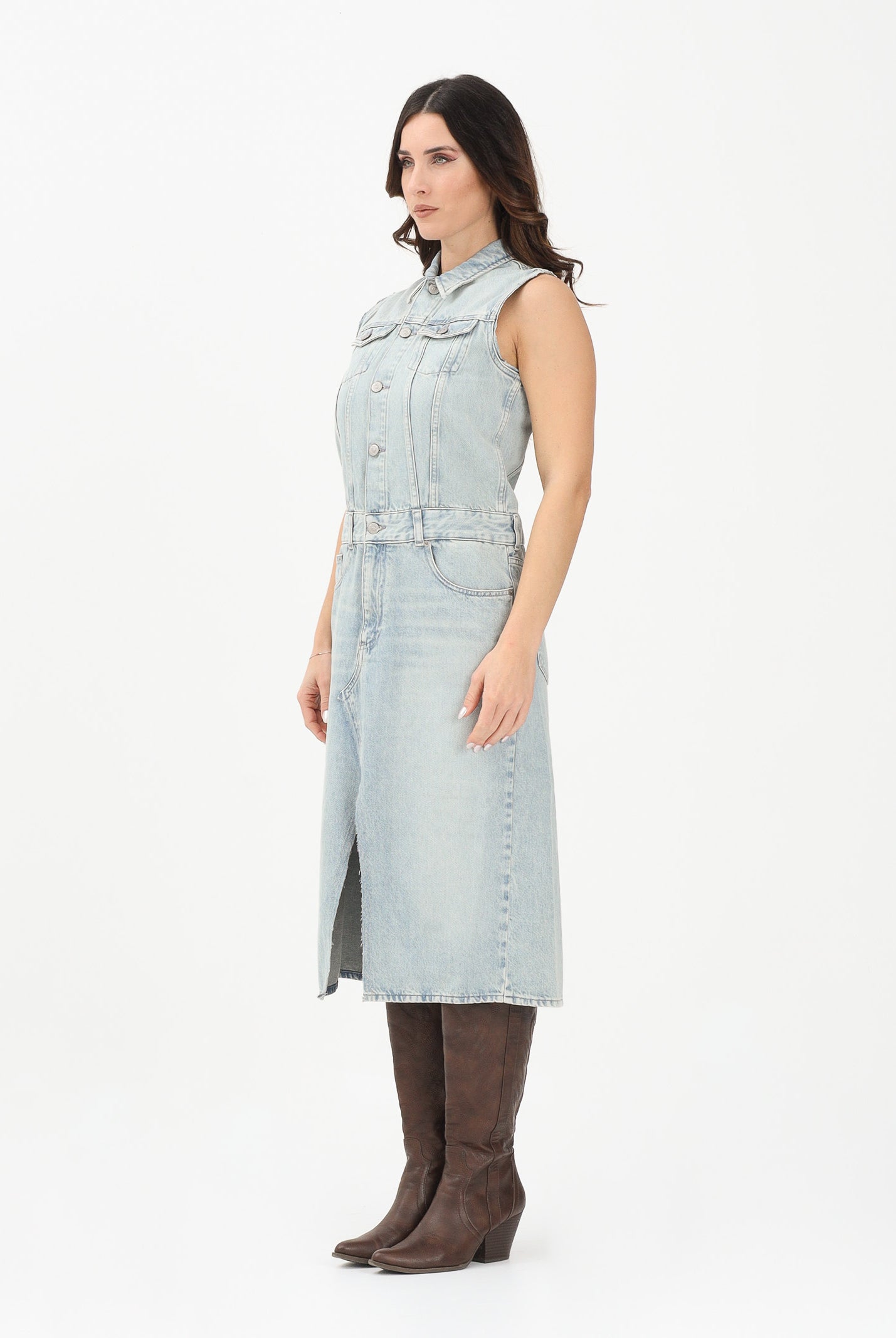 MAISON MARGIELA Abito midi in denim chiaro per donna, ragazze e bambine M60940MM06Y M601 MAISON MARGIELA
