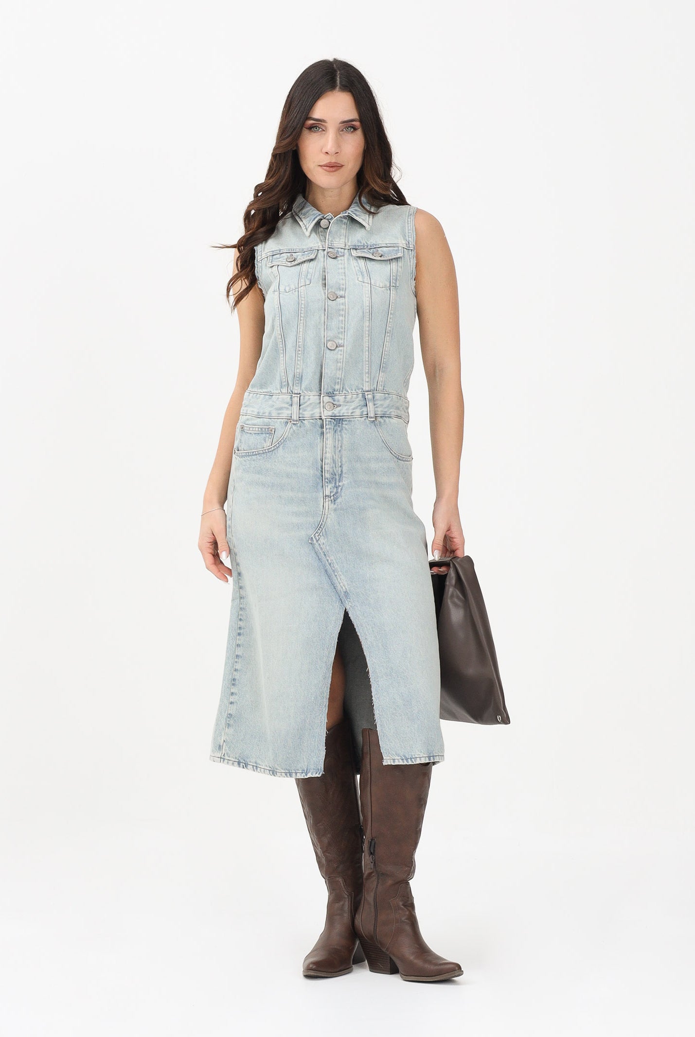 MAISON MARGIELA Abito midi in denim chiaro per donna, ragazze e bambine M60940MM06Y M601 MAISON MARGIELA