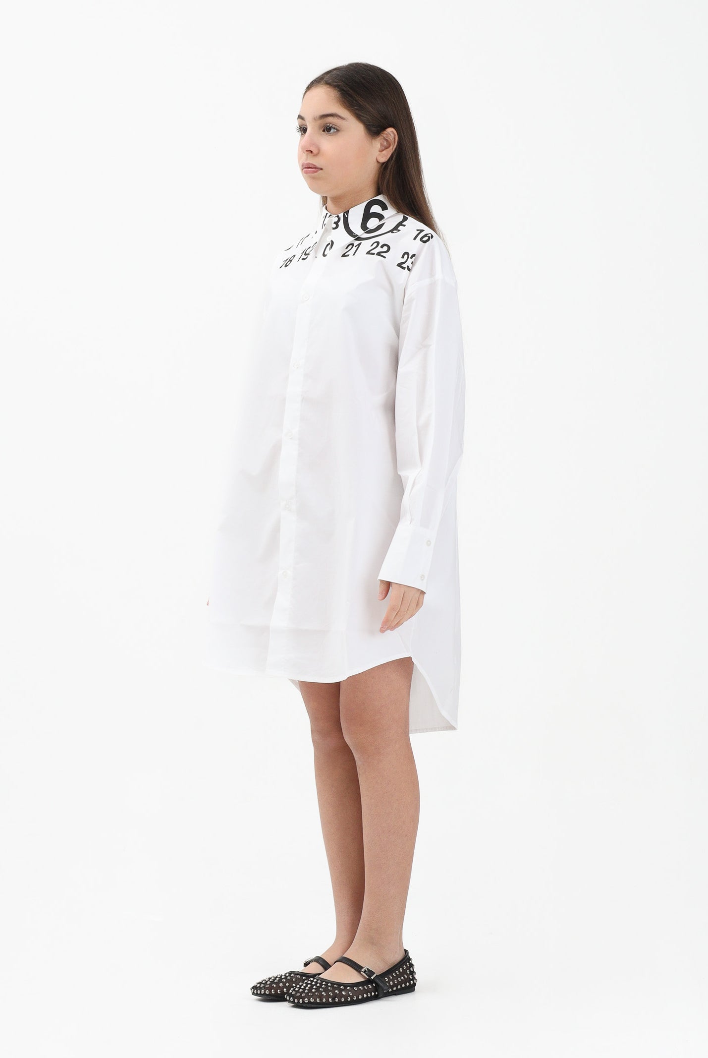 MAISON MARGIELA Abito corto bianco per donna, ragazze e bambine con logo e maxi stampa numerica M60943MM014 M6100 MAISON MARGIELA