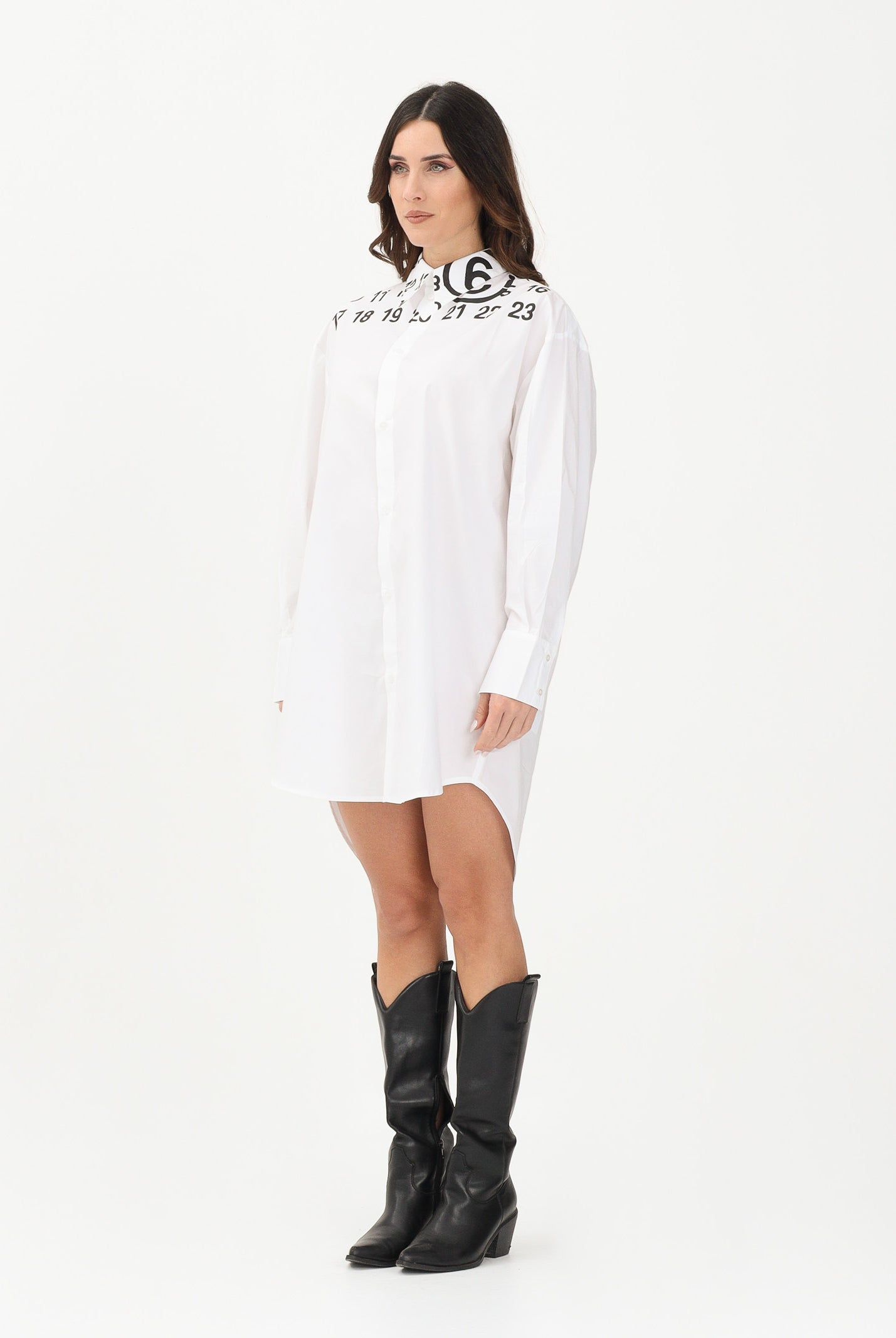 MAISON MARGIELA Abito corto bianco per donna, ragazze e bambine con logo e maxi stampa numerica M60943MM014 M6100 MAISON MARGIELA