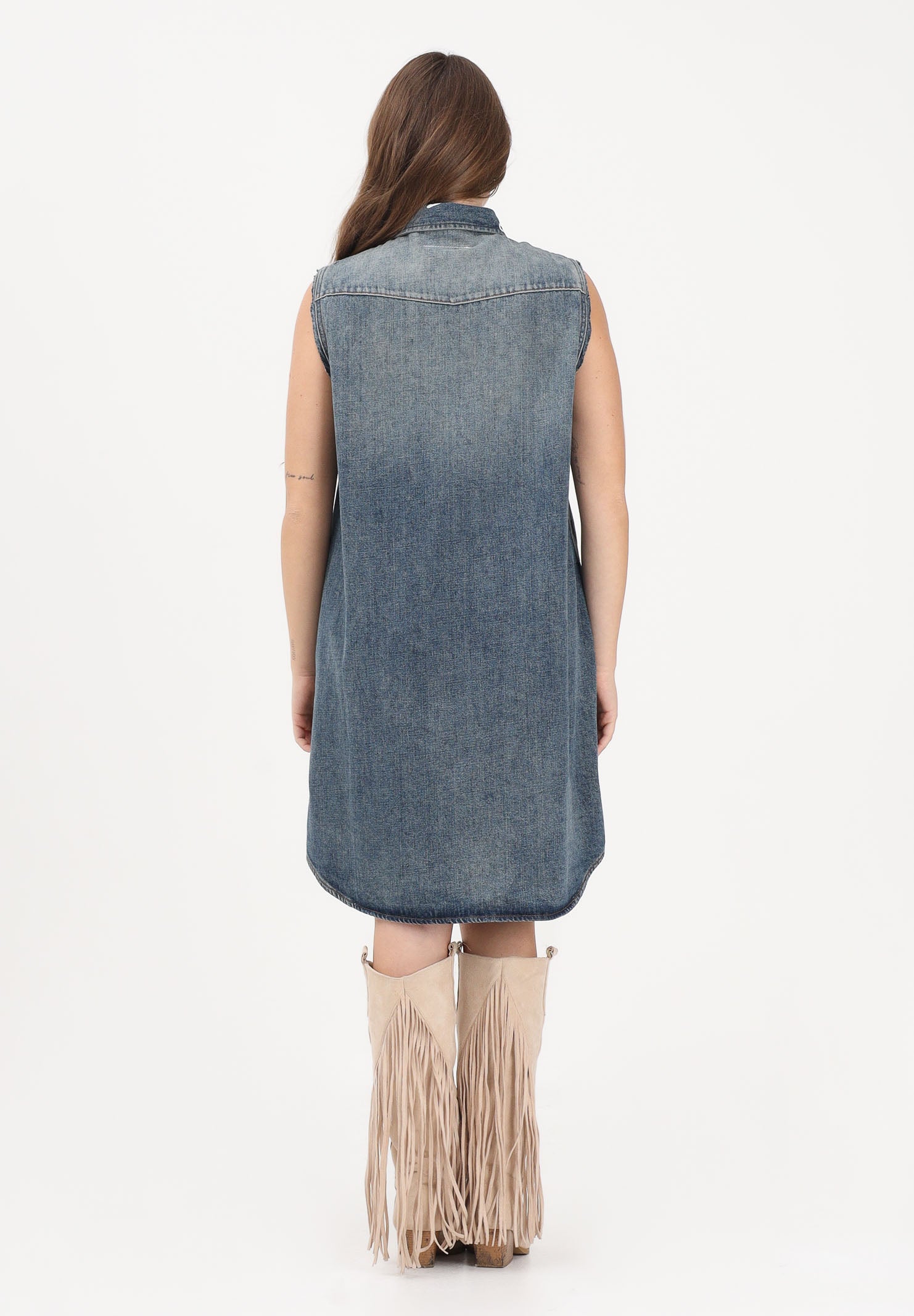 MAISON MARGIELA Abito in denim blu per donna, ragazze e bambine con stampa logo M60945MM06X M601 MAISON MARGIELA