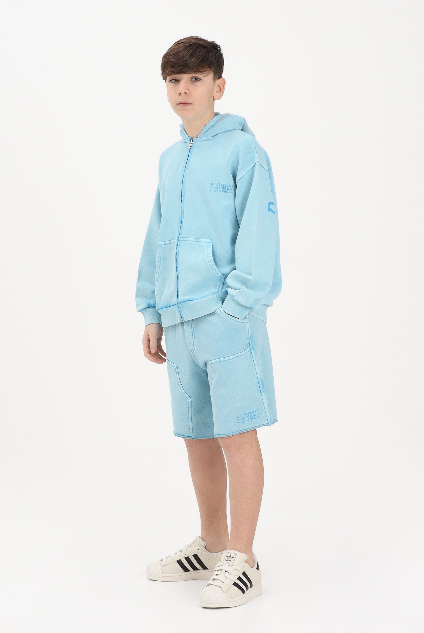 MAISON MARGIELA Shorts sportivo azzurro per donna, ragazzi e bambini con logo M60967MM07L M6809 MAISON MARGIELA