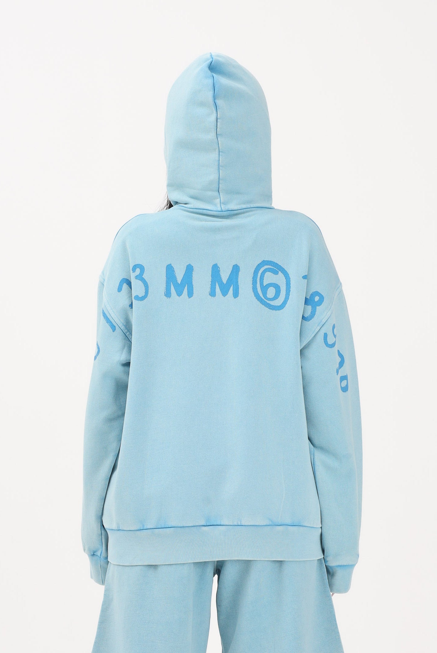 MAISON MARGIELA Felpa con zip azzurra per donna, ragazzi e bambini rifinita da logo M60978MM07L M6809 MAISON MARGIELA