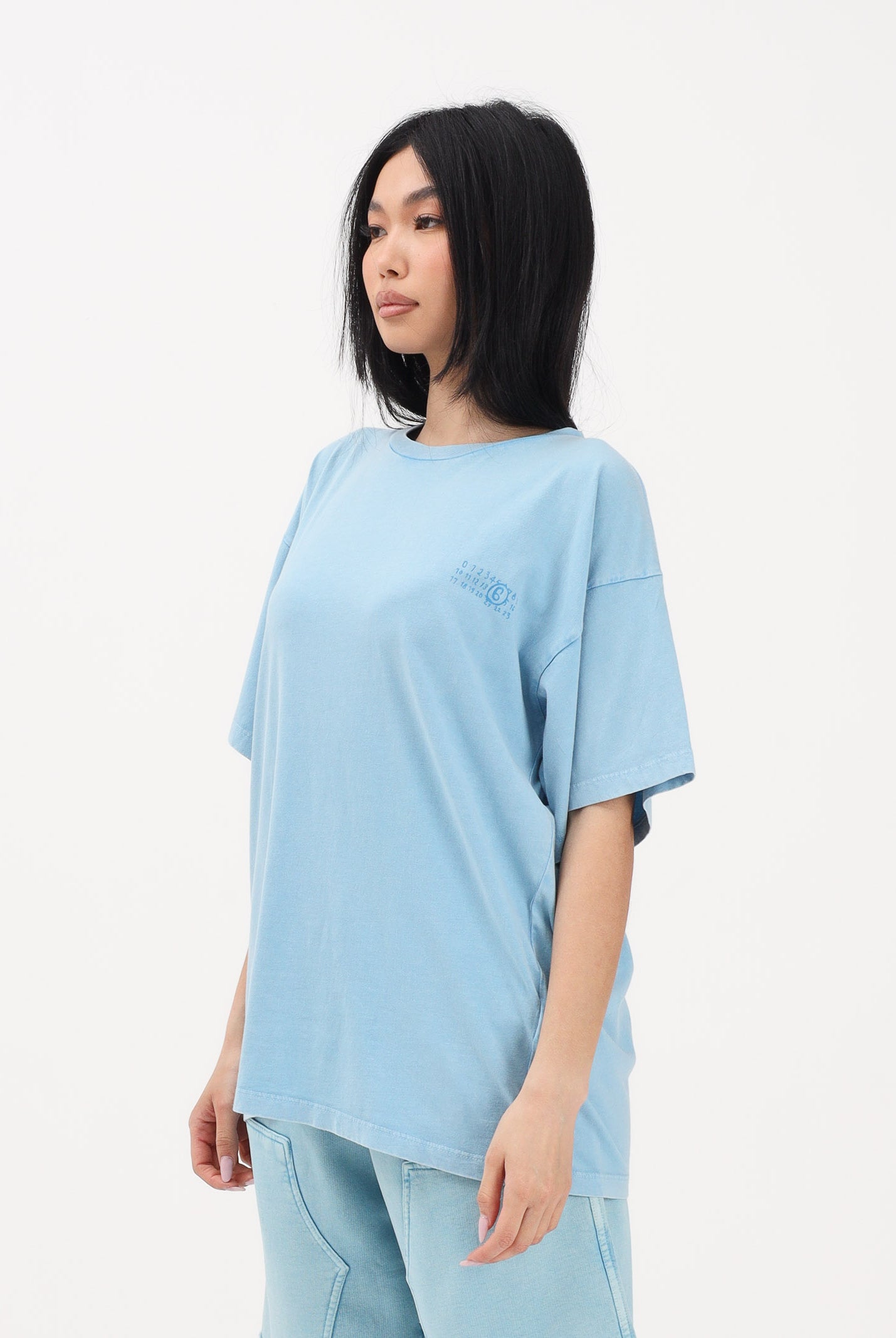 MAISON MARGIELA T-shirt a manica corta azzurra per donna, ragazzi e bambini con stampa M60985MM07Q M6809 MAISON MARGIELA