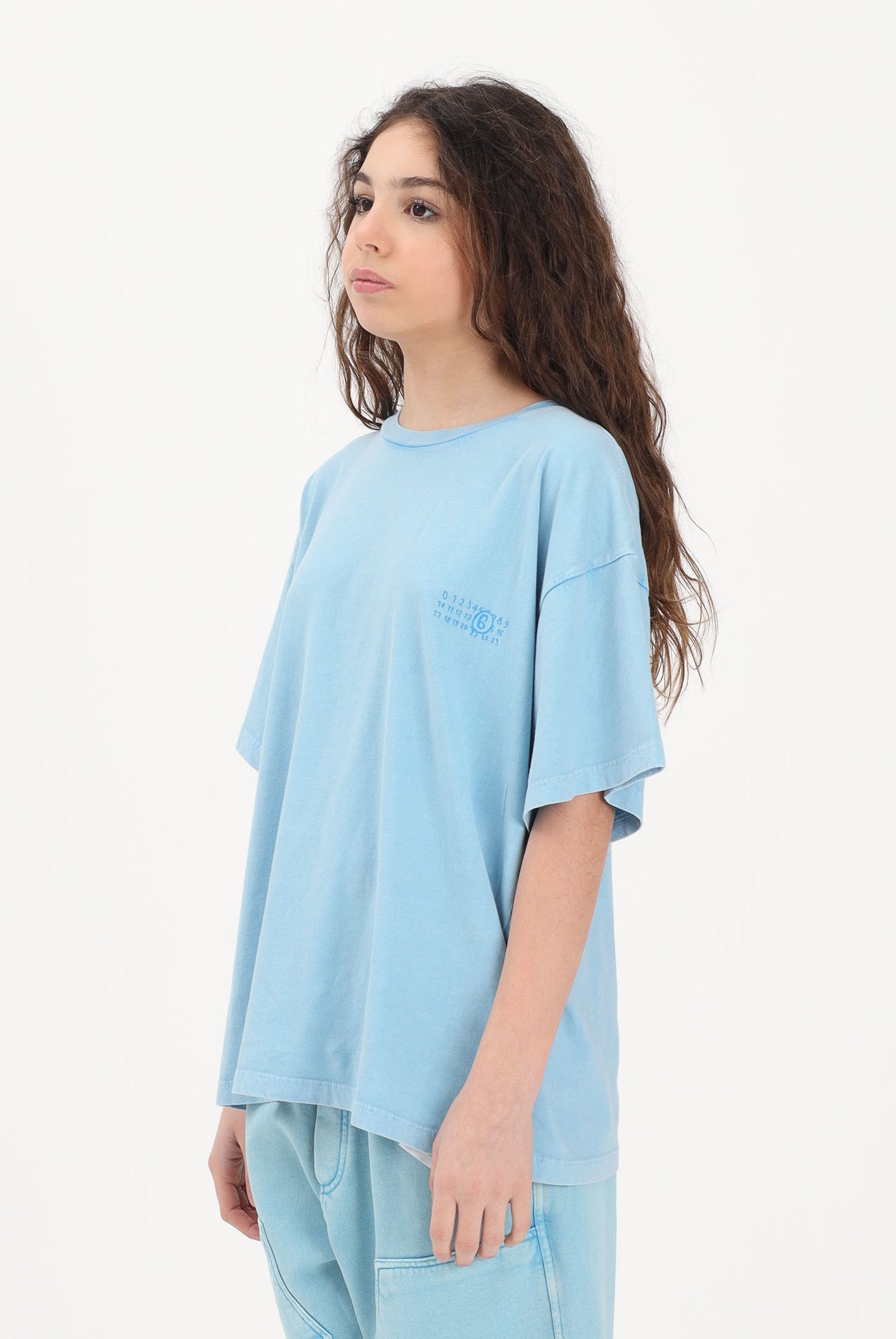 MAISON MARGIELA T-shirt a manica corta azzurra per donna, ragazzi e bambini con stampa M60985MM07Q M6809 MAISON MARGIELA