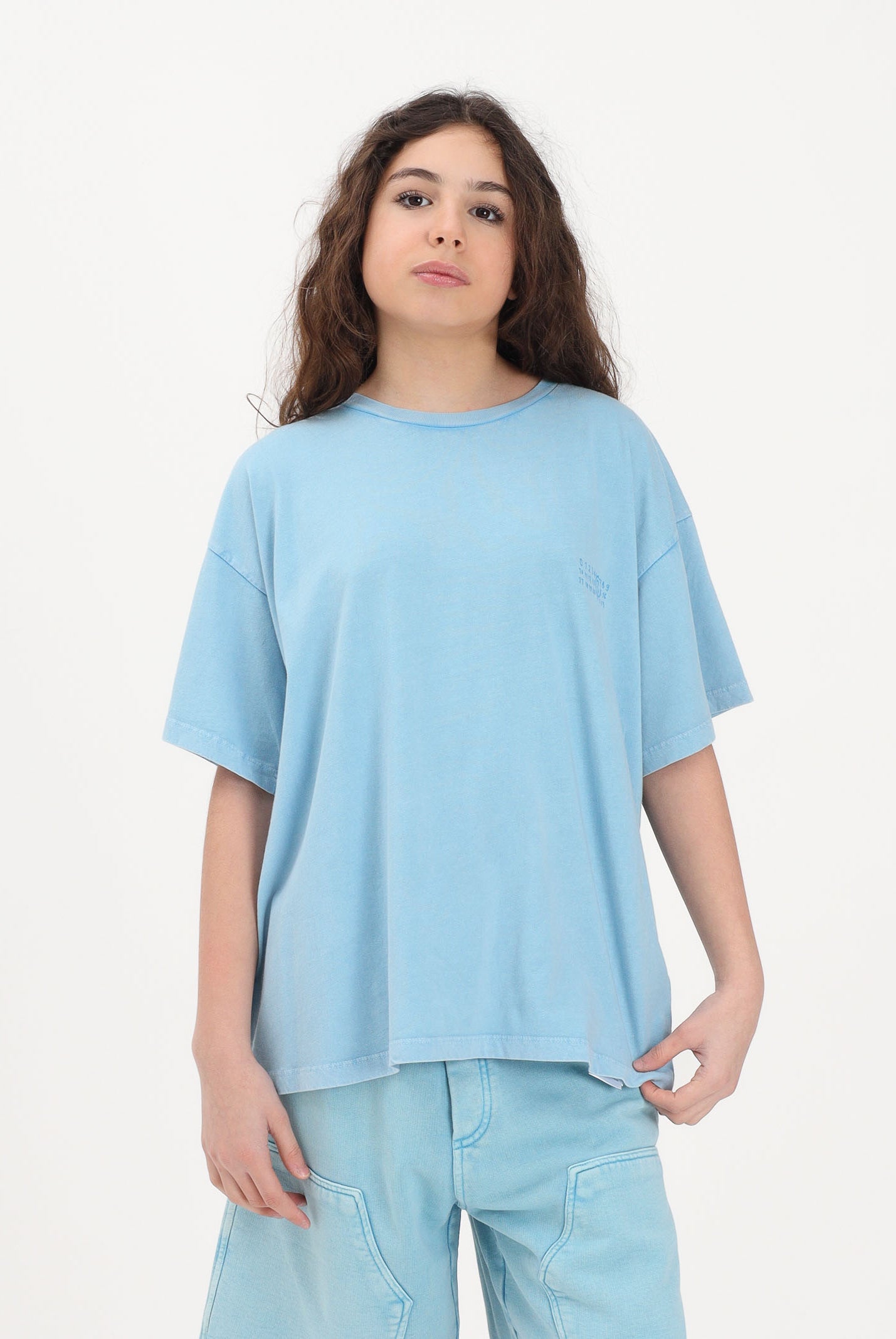 MAISON MARGIELA T-shirt a manica corta azzurra per donna, ragazzi e bambini con stampa M60985MM07Q M6809 MAISON MARGIELA