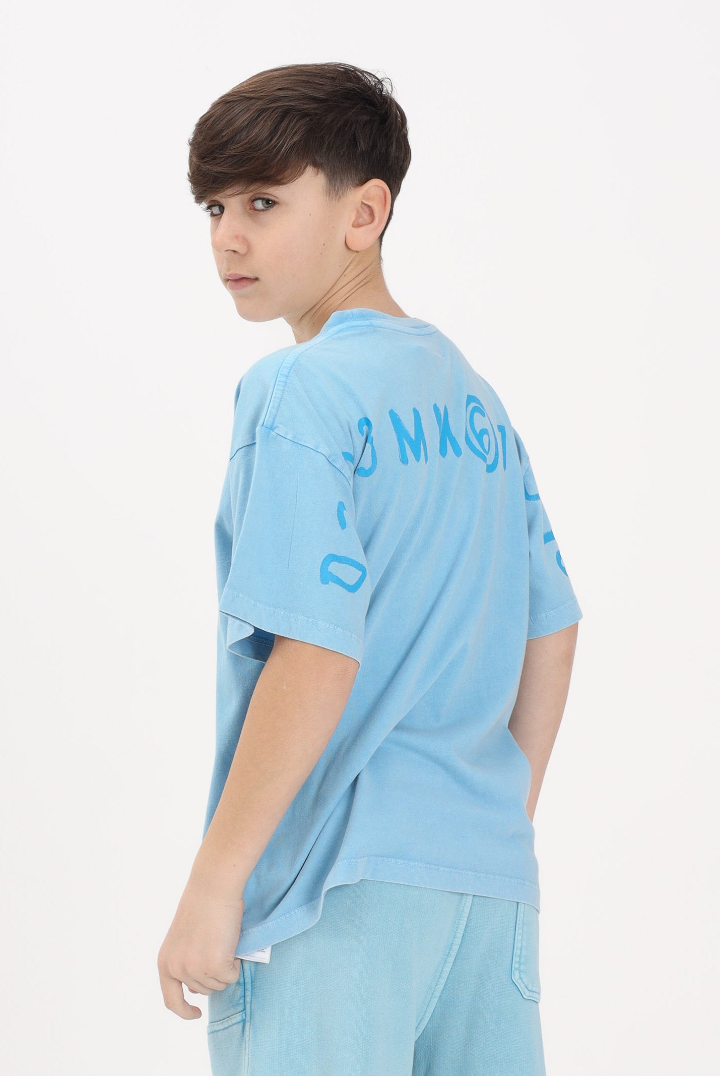 MAISON MARGIELA T-shirt a manica corta azzurra per donna, ragazzi e bambini con stampa M60985MM07Q M6809 MAISON MARGIELA