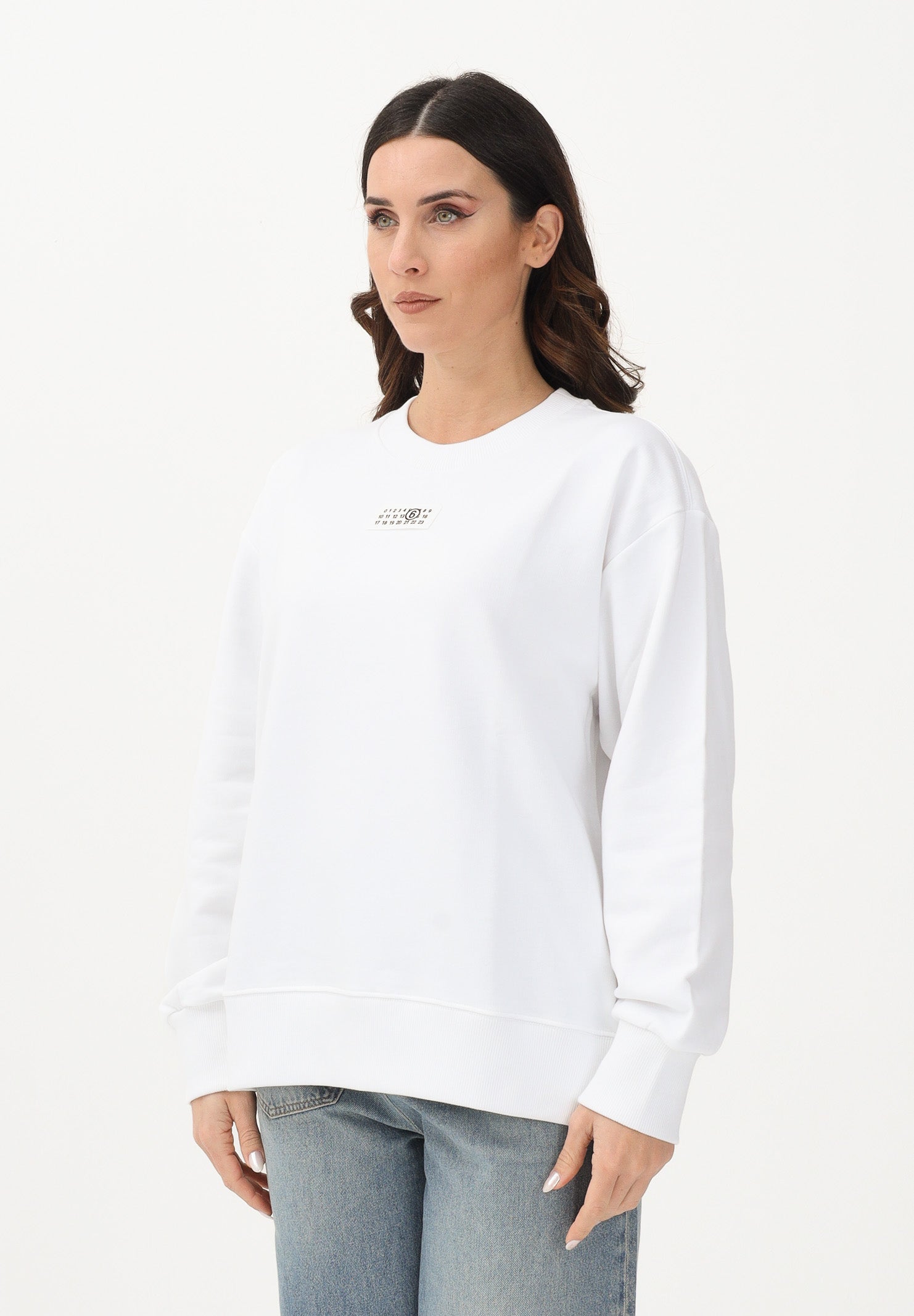 MAISON MARGIELA Felpa girocollo bianca per donna, ragazzi e bambini con logo M61011MM04H M6100 MAISON MARGIELA