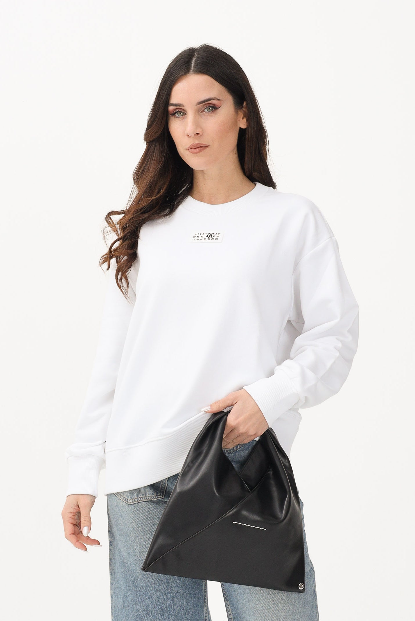 MAISON MARGIELA Felpa girocollo bianca per donna, ragazzi e bambini con logo M61011MM04H M6100 MAISON MARGIELA