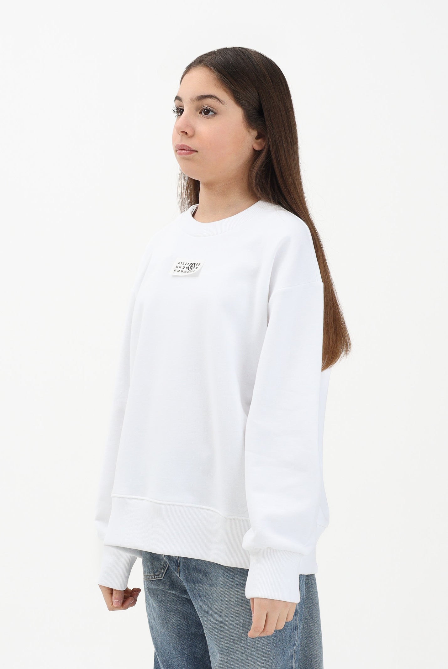 MAISON MARGIELA Felpa girocollo bianca per donna, ragazzi e bambini con logo M61011MM04H M6100 MAISON MARGIELA