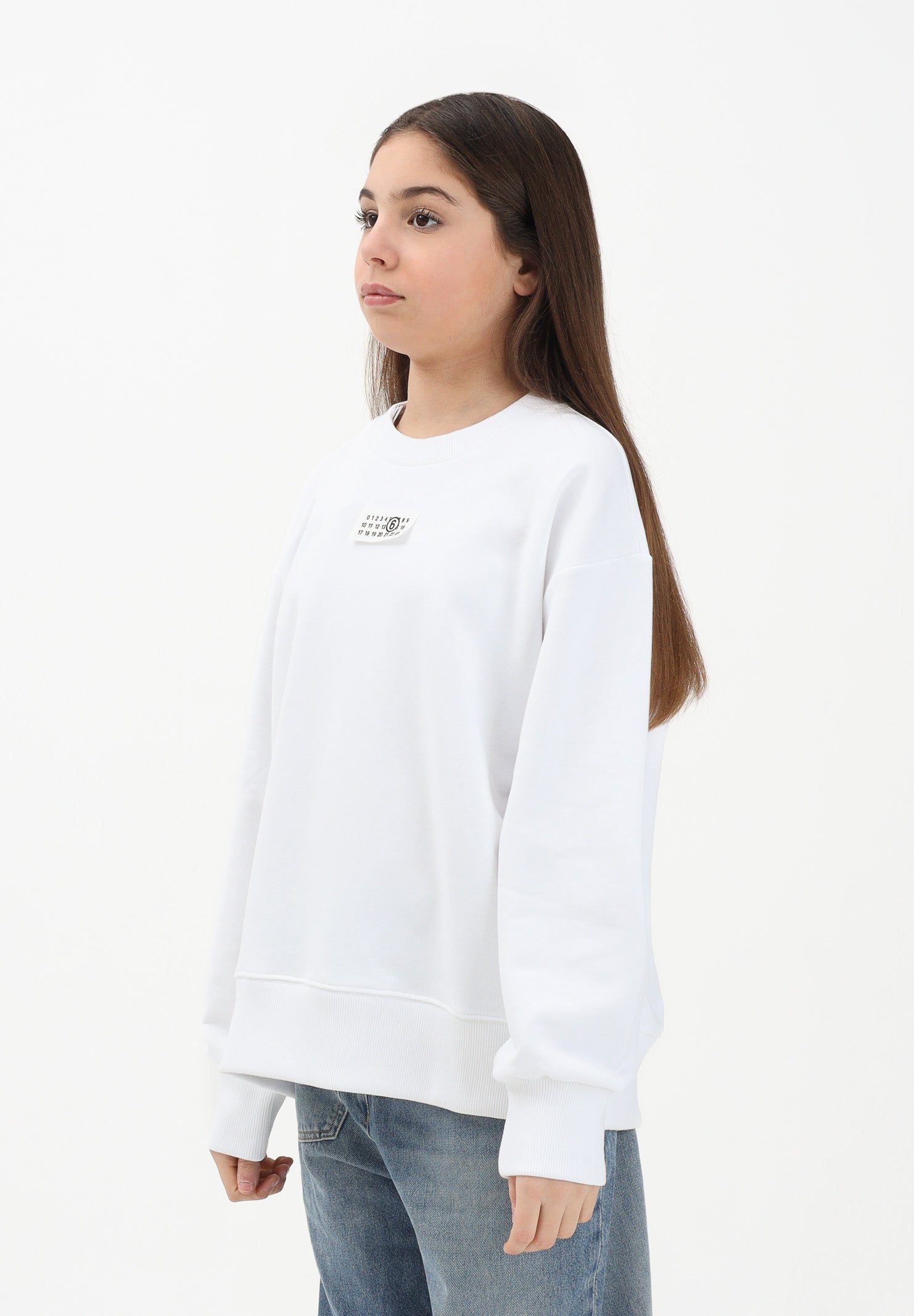 MAISON MARGIELA Felpa girocollo bianca per donna, ragazzi e bambini con logo M61011MM04H M6100 MAISON MARGIELA