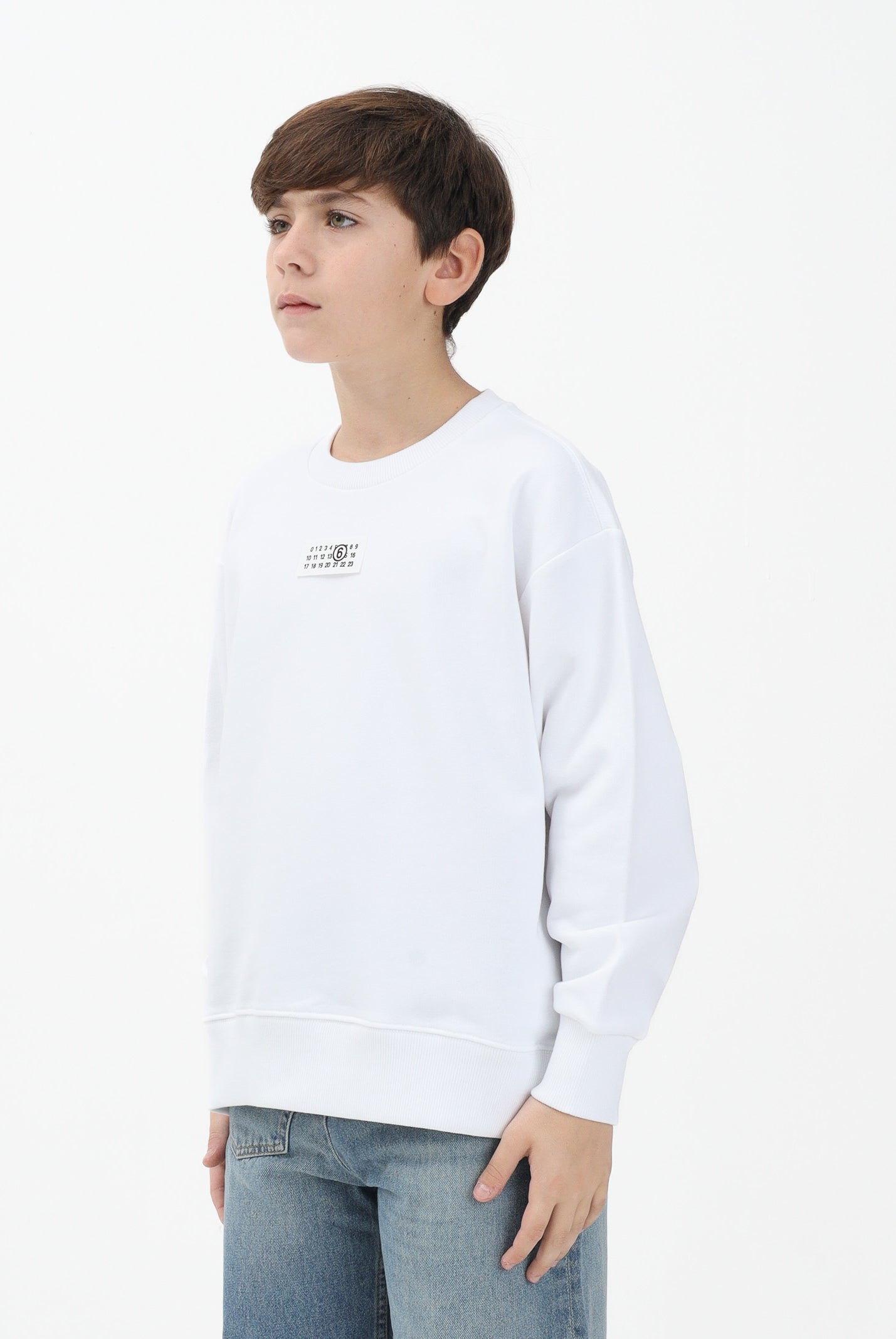 MAISON MARGIELA Felpa girocollo bianca per donna, ragazzi e bambini con logo M61011MM04H M6100 MAISON MARGIELA
