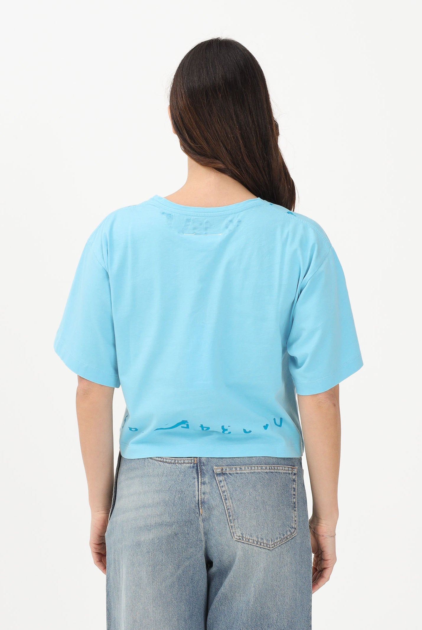 MAISON MARGIELA T-shirt a manica corta azzurra per donna, ragazze e bambine con stampa M61017MM02Y M6809 MAISON MARGIELA