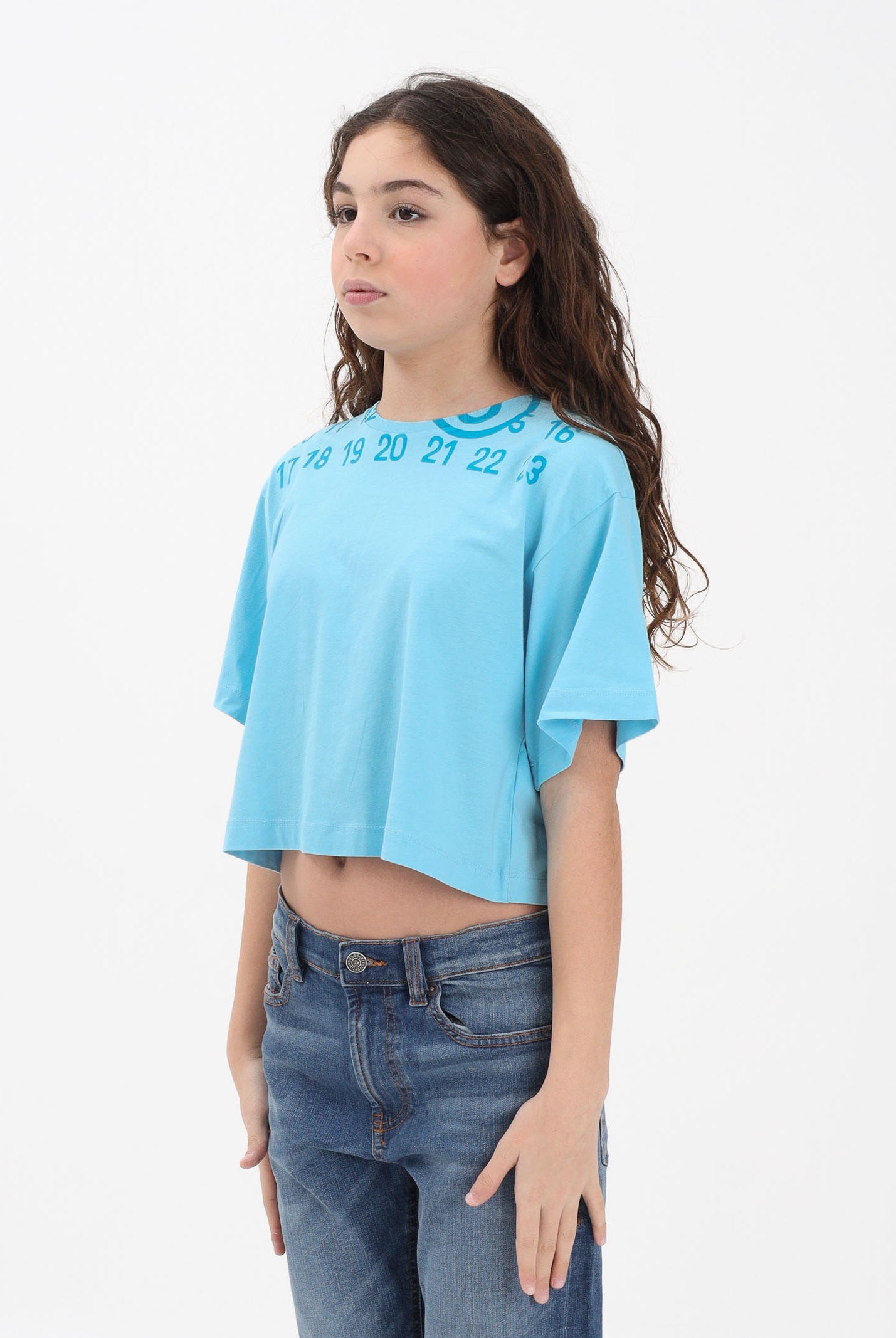 MAISON MARGIELA T-shirt a manica corta azzurra per donna, ragazze e bambine con stampa M61017MM02Y M6809 MAISON MARGIELA
