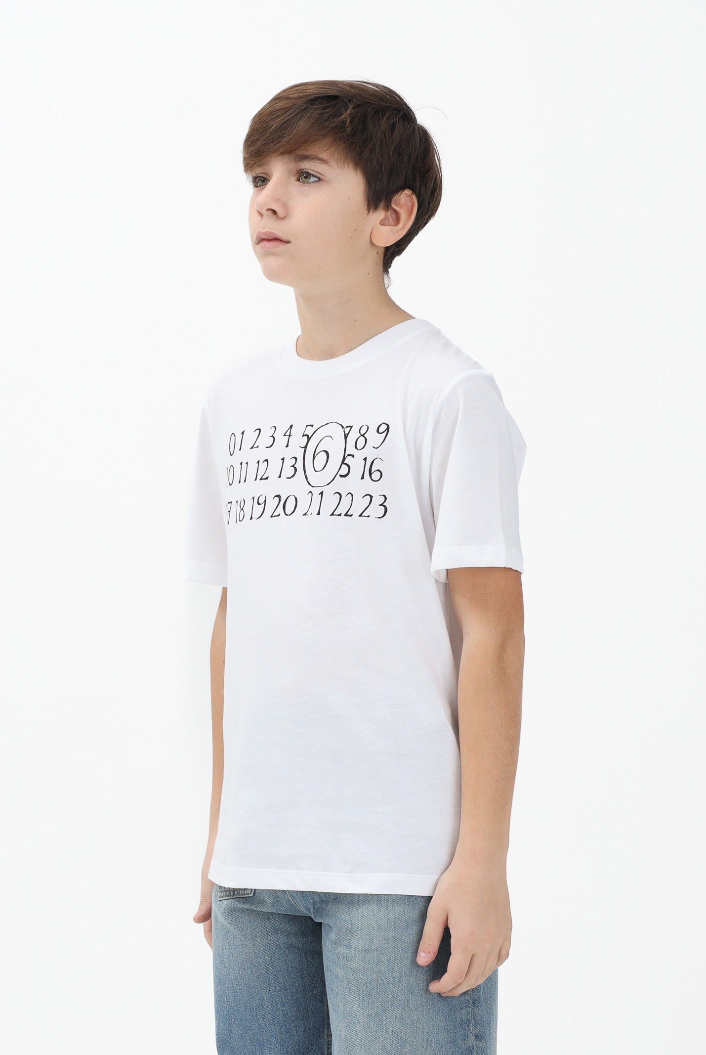 MAISON MARGIELA T-shirt a manica corta bianca per donna, ragazzi e bambini con logo sul petto M61020MM02Y M6100 MAISON MARGIELA