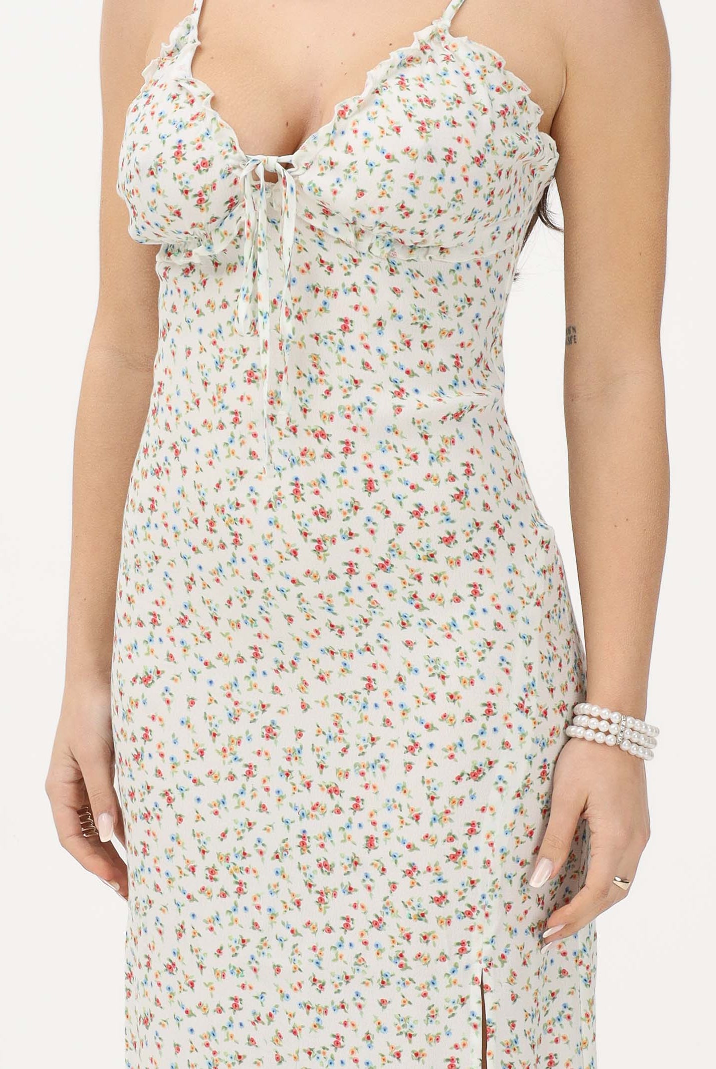 MAR DE MARGARITAS Abito lungo Riley panna da donna con micro stampa floreale MMABW01529 BI115 Mar de margaritas