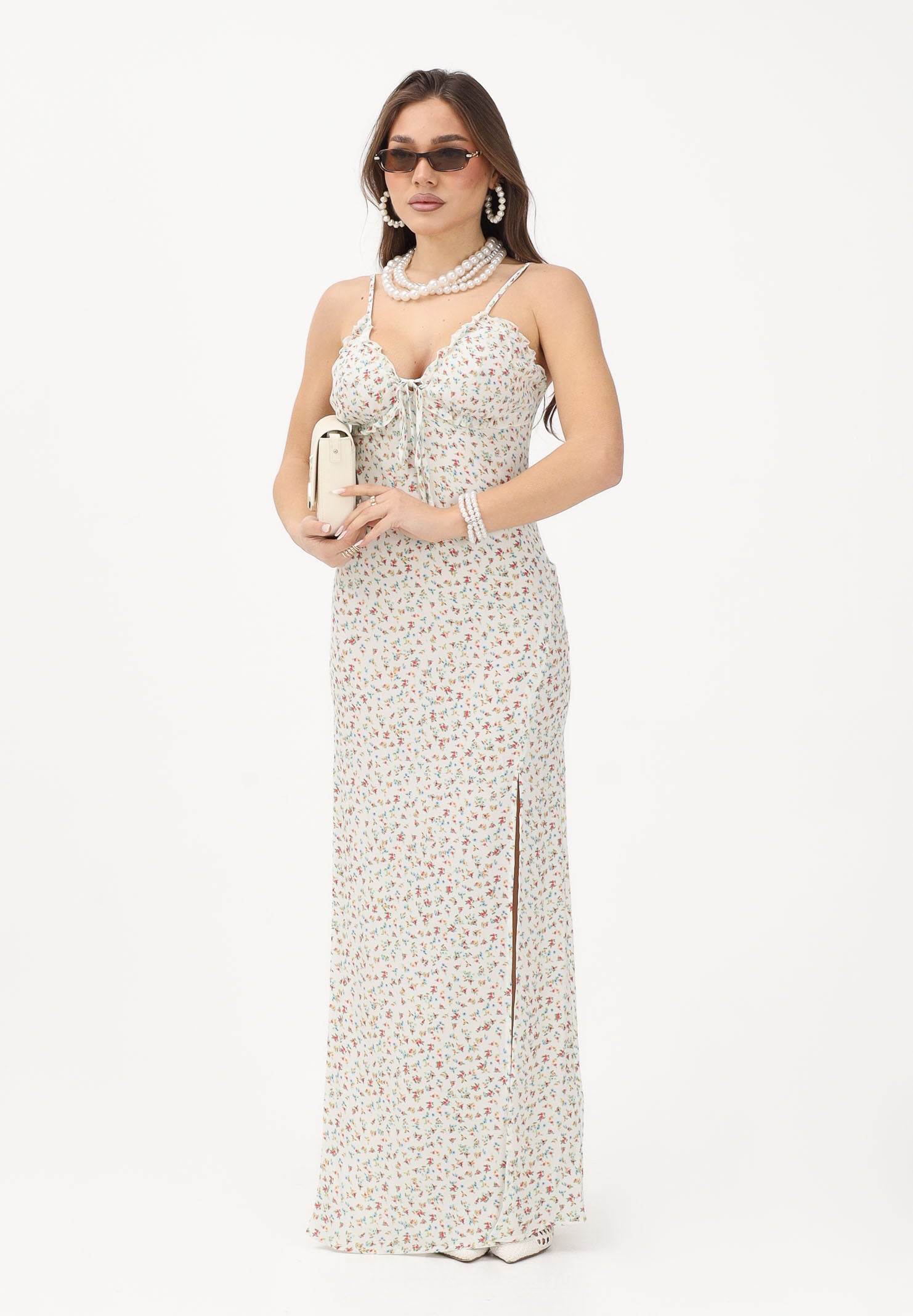 MAR DE MARGARITAS Abito lungo Riley panna da donna con micro stampa floreale MMABW01529 BI115 Mar de margaritas
