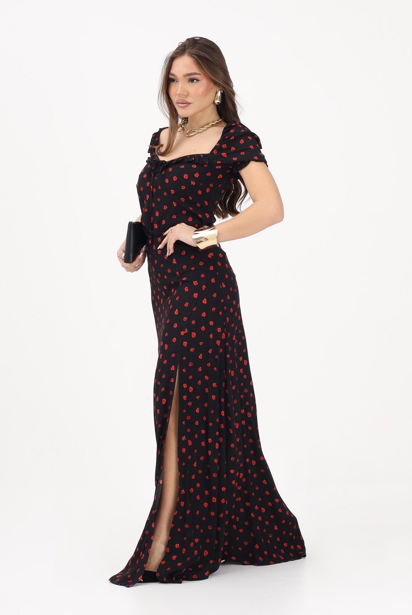 MAR DE MARGARITAS Top Letizia nero da donna con micro stampa floreale MMABW01554 NE134 Mar de margaritas