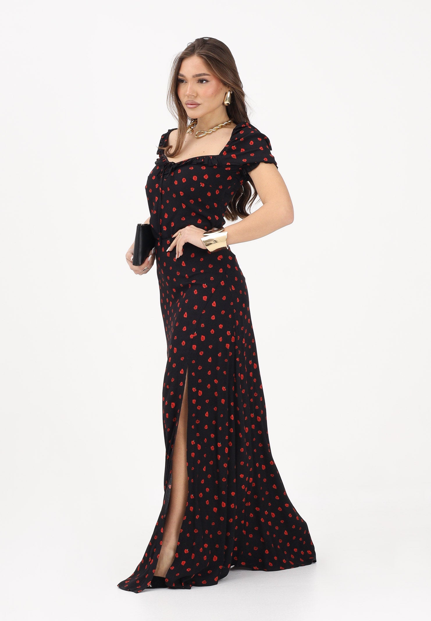 MAR DE MARGARITAS Top Letizia nero da donna con micro stampa floreale MMABW01554 NE134 Mar de margaritas