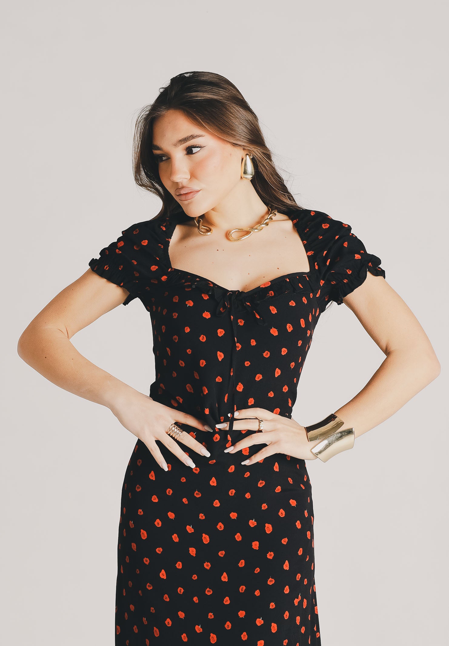 MAR DE MARGARITAS Top Letizia nero da donna con micro stampa floreale MMABW01554 NE134 Mar de margaritas