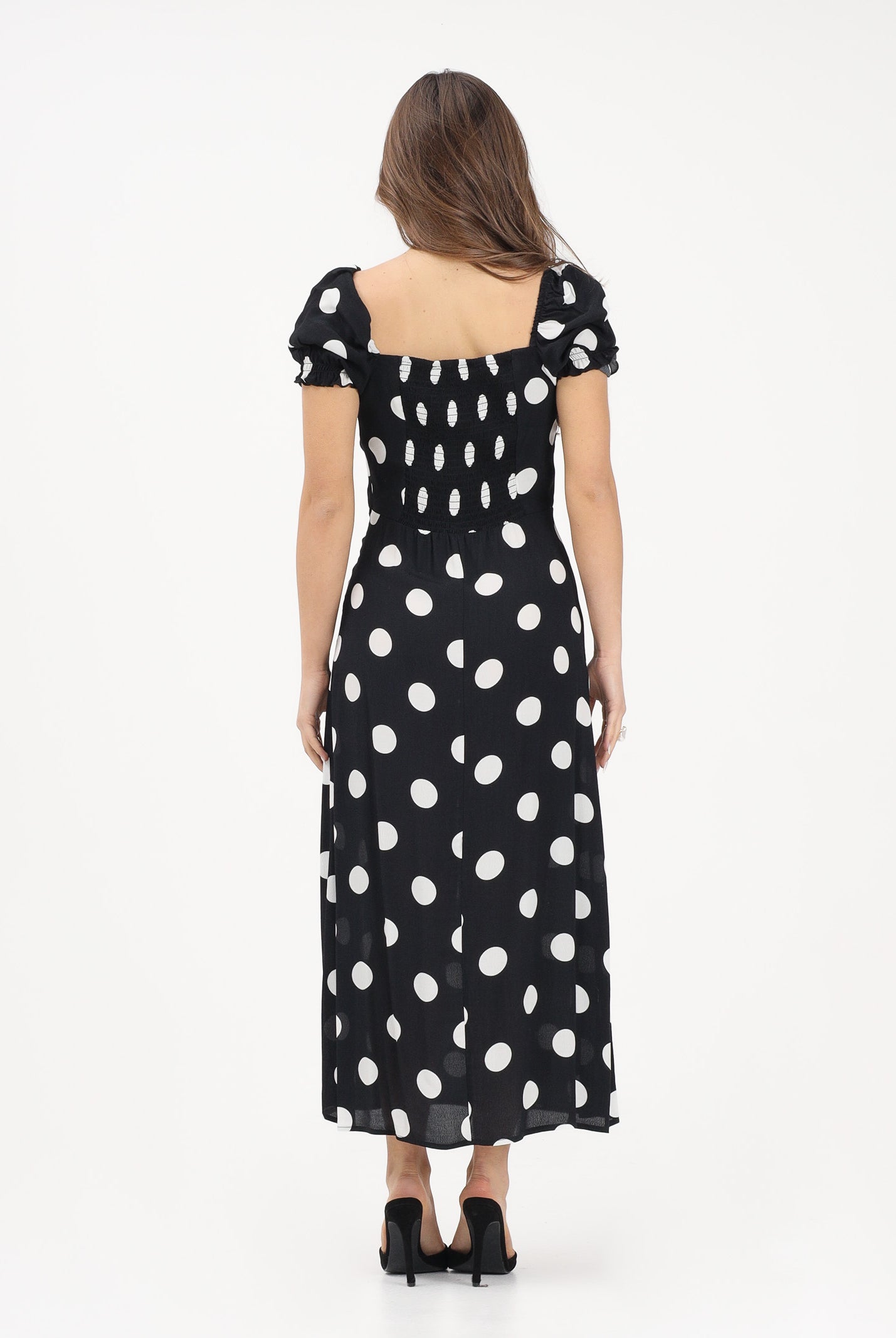 MAR DE MARGARITAS Abito midi Nikita nero da donna con stampa a pois MMABW01534 NE140 Mar de margaritas