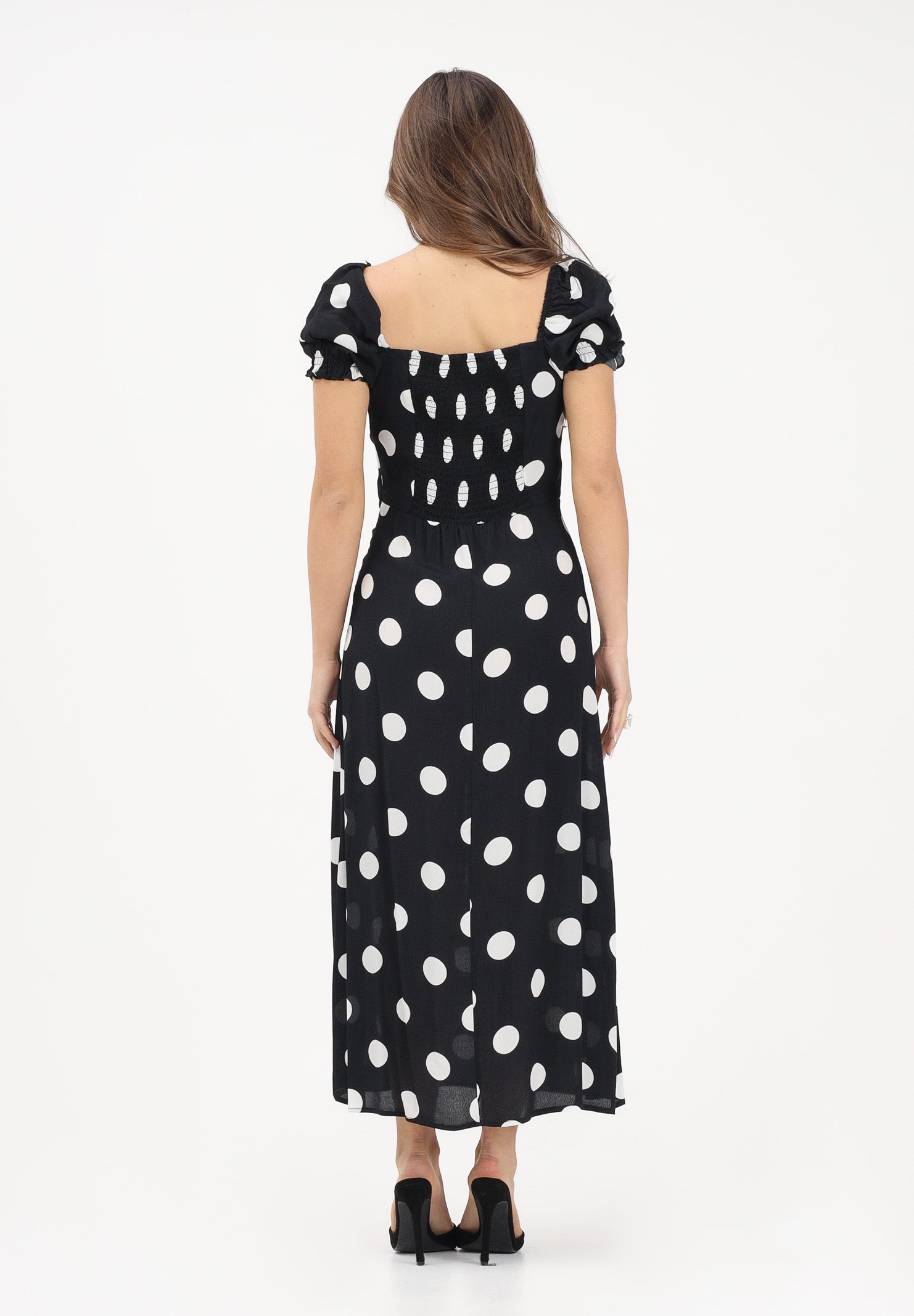MAR DE MARGARITAS Abito midi Nikita nero da donna con stampa a pois MMABW01534 NE140 Mar de margaritas