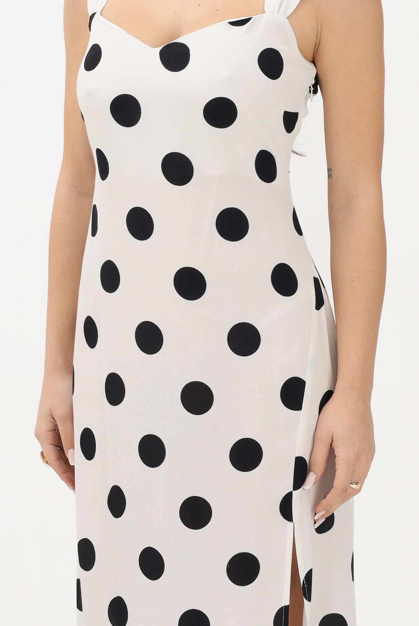 MAR DE MARGARITAS Abito lungo bianco da donna con maxi pois MMABW01540 BI121 Mar de margaritas