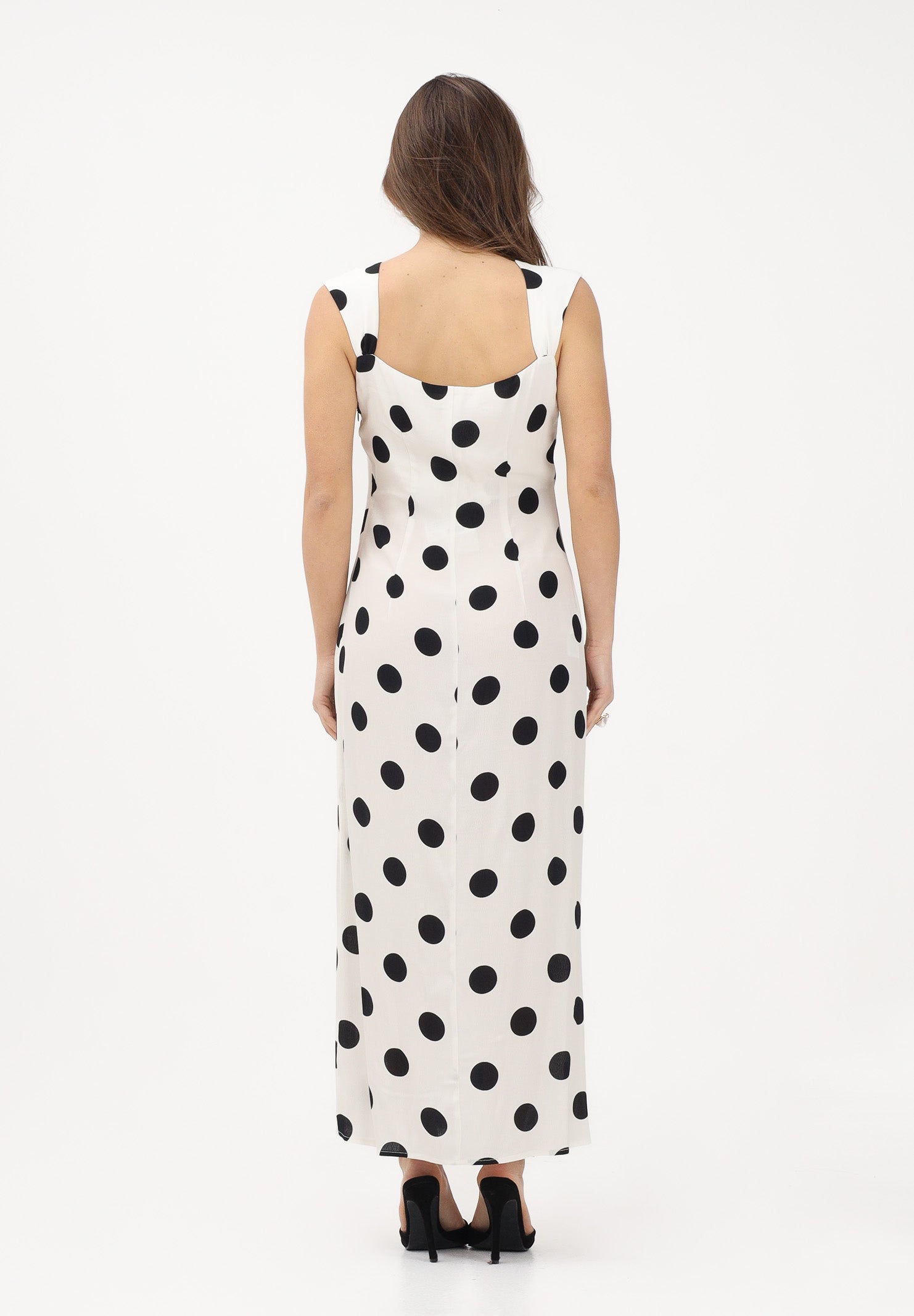 MAR DE MARGARITAS Abito lungo bianco da donna con maxi pois MMABW01540 BI121 Mar de margaritas