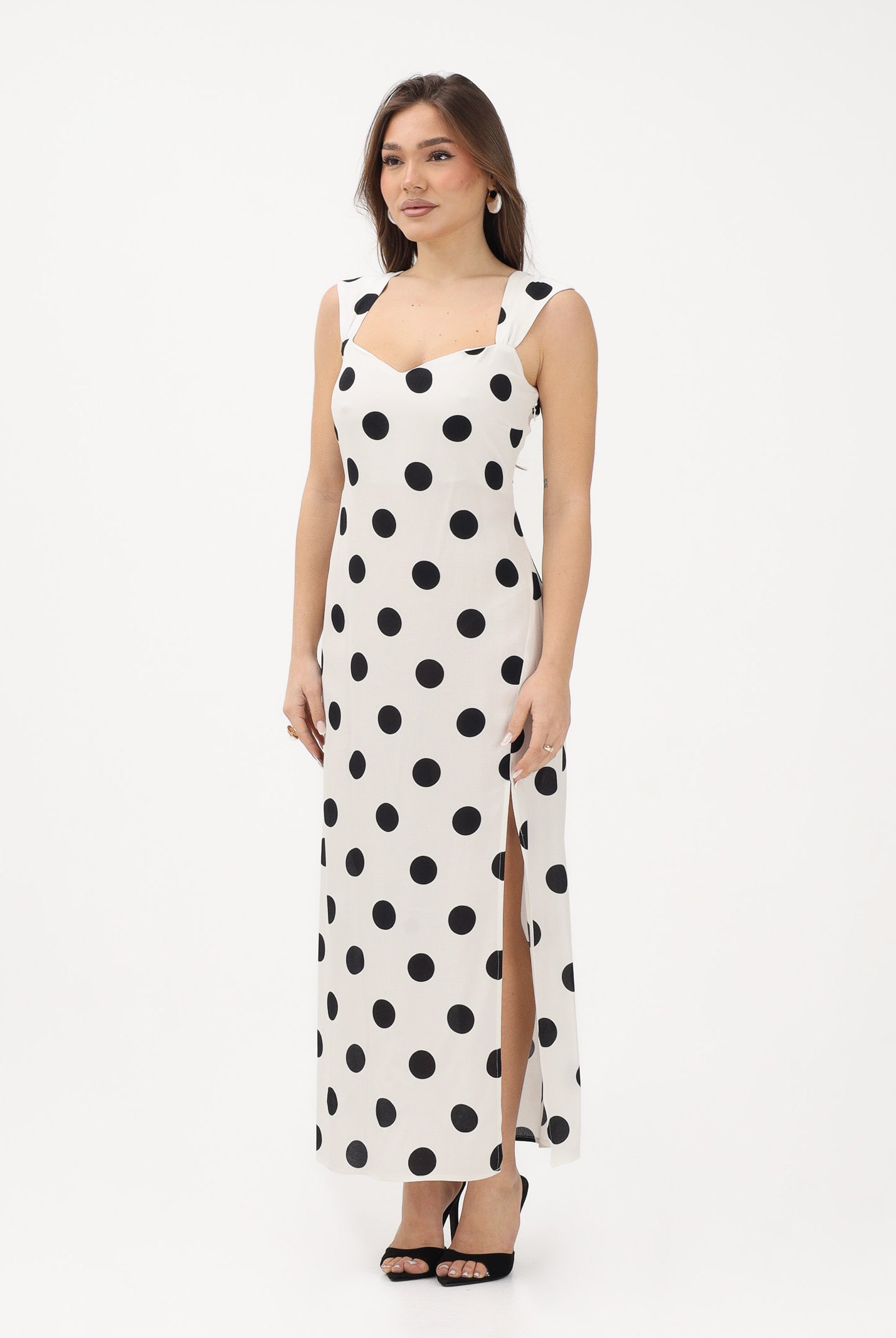 MAR DE MARGARITAS Abito lungo bianco da donna con maxi pois MMABW01540 BI121 Mar de margaritas