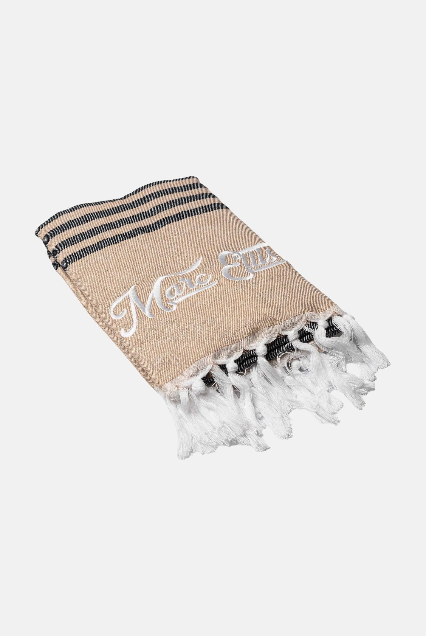 MARC ELLIS Telo mare beige da donna con frange e logo BEACH-TOWEL 03 MARC ELLIS