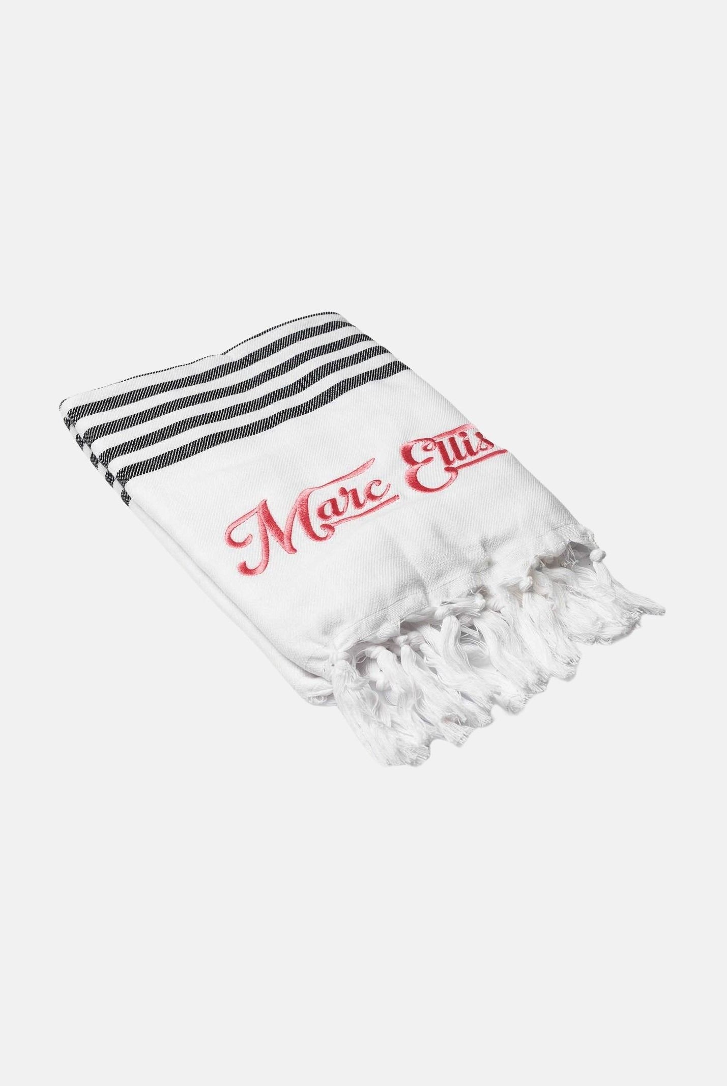 MARC ELLIS Telo mare bianco da donna con frange e logo BEACH-TOWEL 05 MARC ELLIS