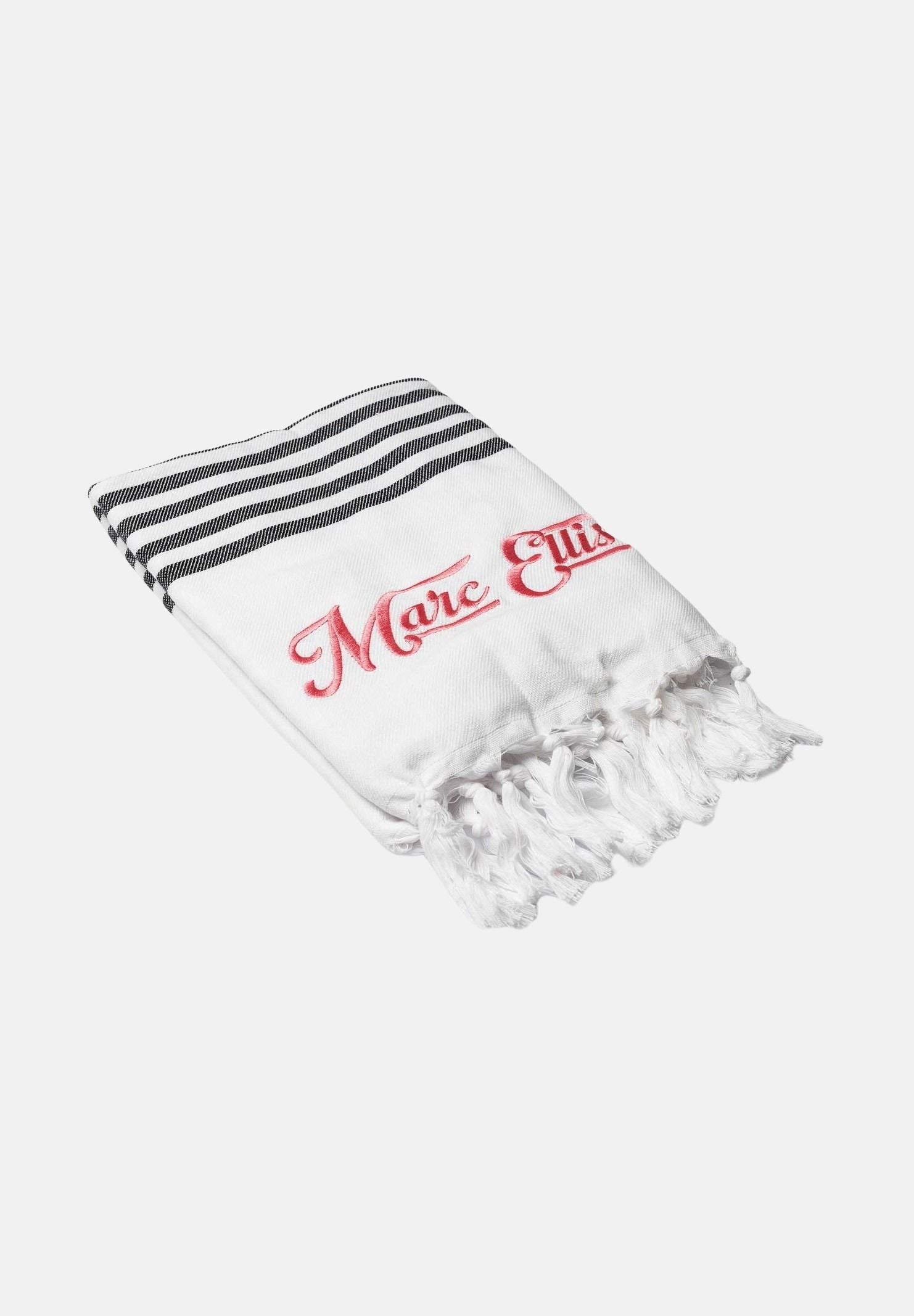 MARC ELLIS Telo mare bianco da donna con frange e logo BEACH-TOWEL 05 MARC ELLIS