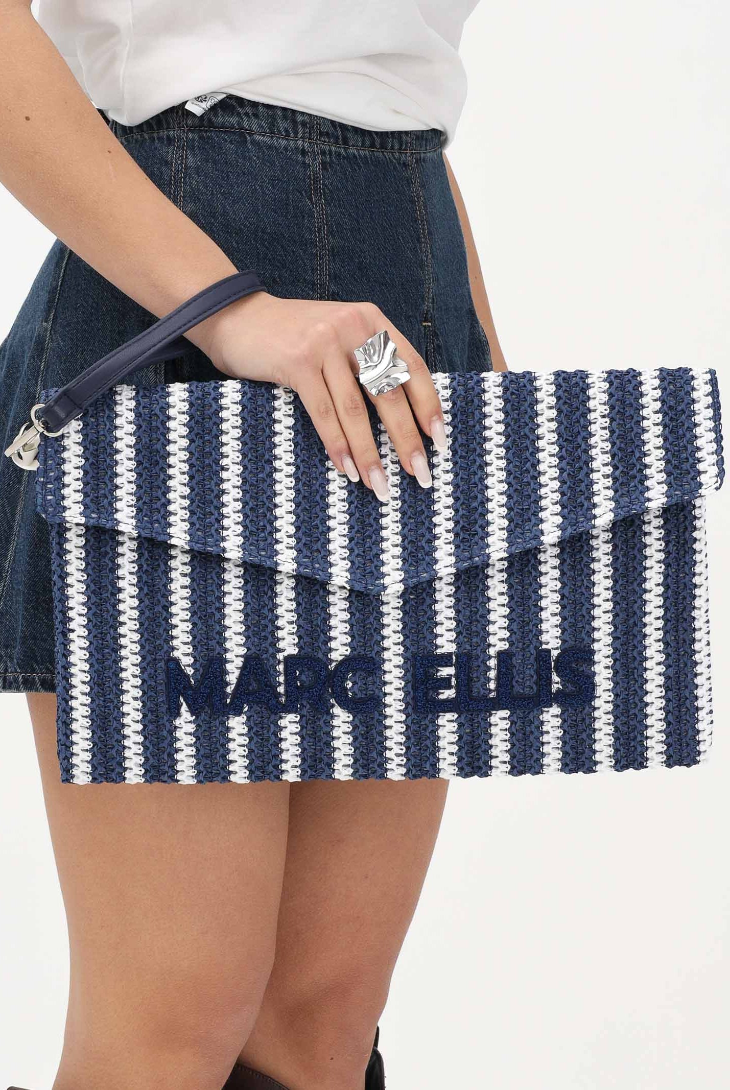 MARC ELLIS Pochette Buby Eivissa C blu e bianca da donna BUBY-EIVISSA-C BLWH MARC ELLIS