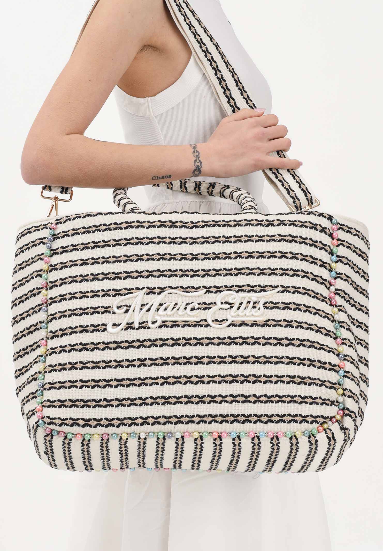 MARC ELLIS Borsa mare Buby L Indy26 panna e nera da donna BUBY-L-INDY26 01 MARC ELLIS