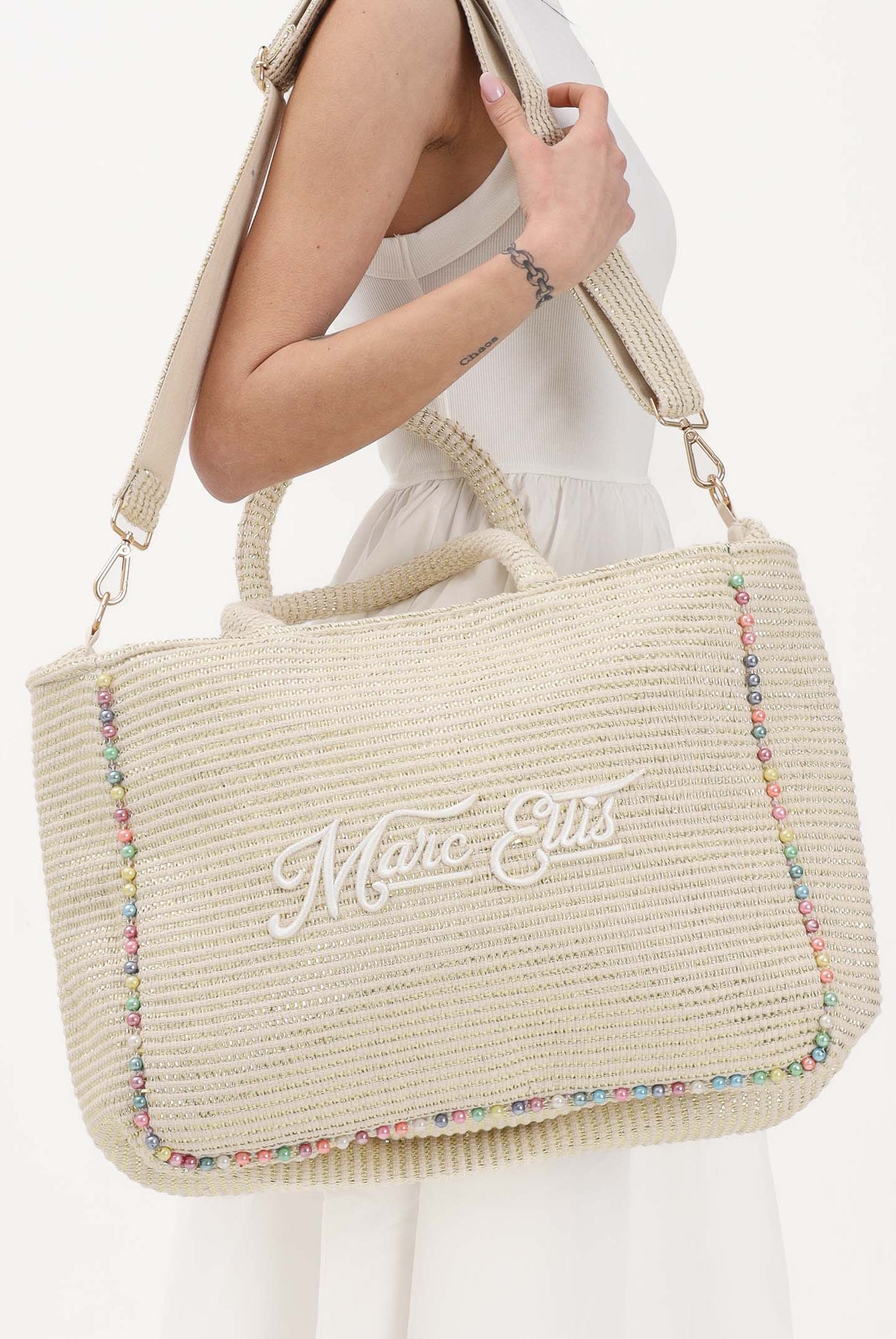 MARC ELLIS Borsa mare Buby L Indy26 panna da donna con finitura leggermente brillante BUBY-L-INDY26 02 MARC ELLIS