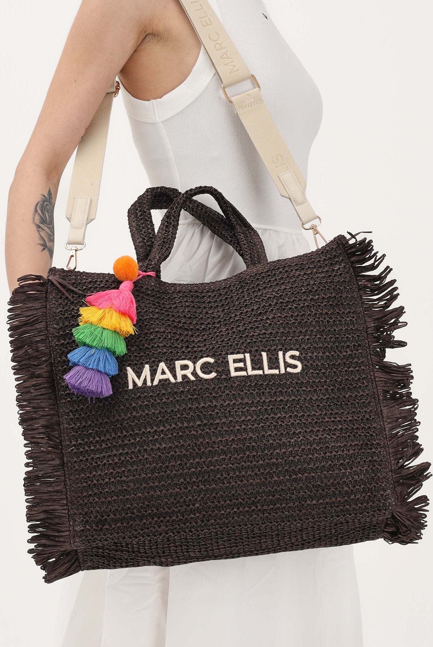 MARC ELLIS Borsa BUBY S CLAIRE L in rafia marrone da donna BUBY-S-CLAIRE-L MO MARC ELLIS