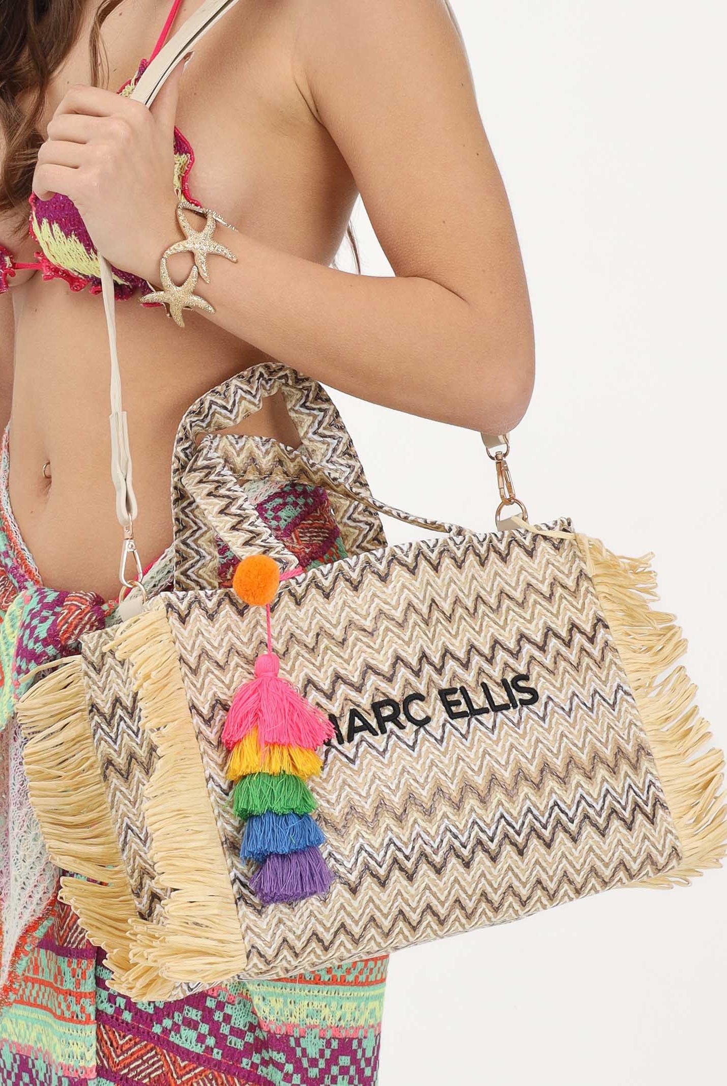 MARC ELLIS Borsa Buby S Claire M beige da donna con motivo zig-zag BUBY-S-CLAIRE-M MUNA MARC ELLIS