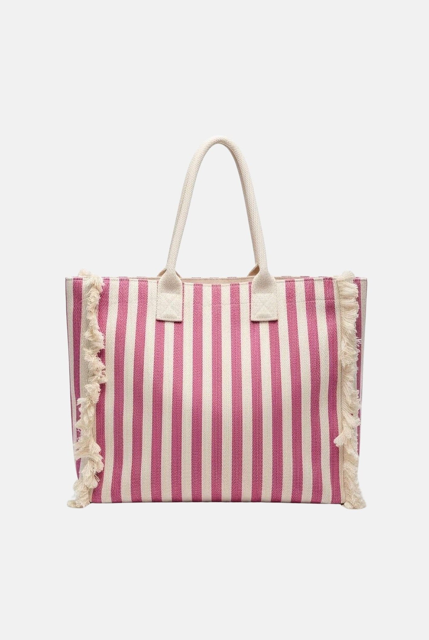 MARC ELLIS Borsa mare rosa e panna da donna con motivo a righe e logo BUBY-S-JOAN CARO MARC ELLIS