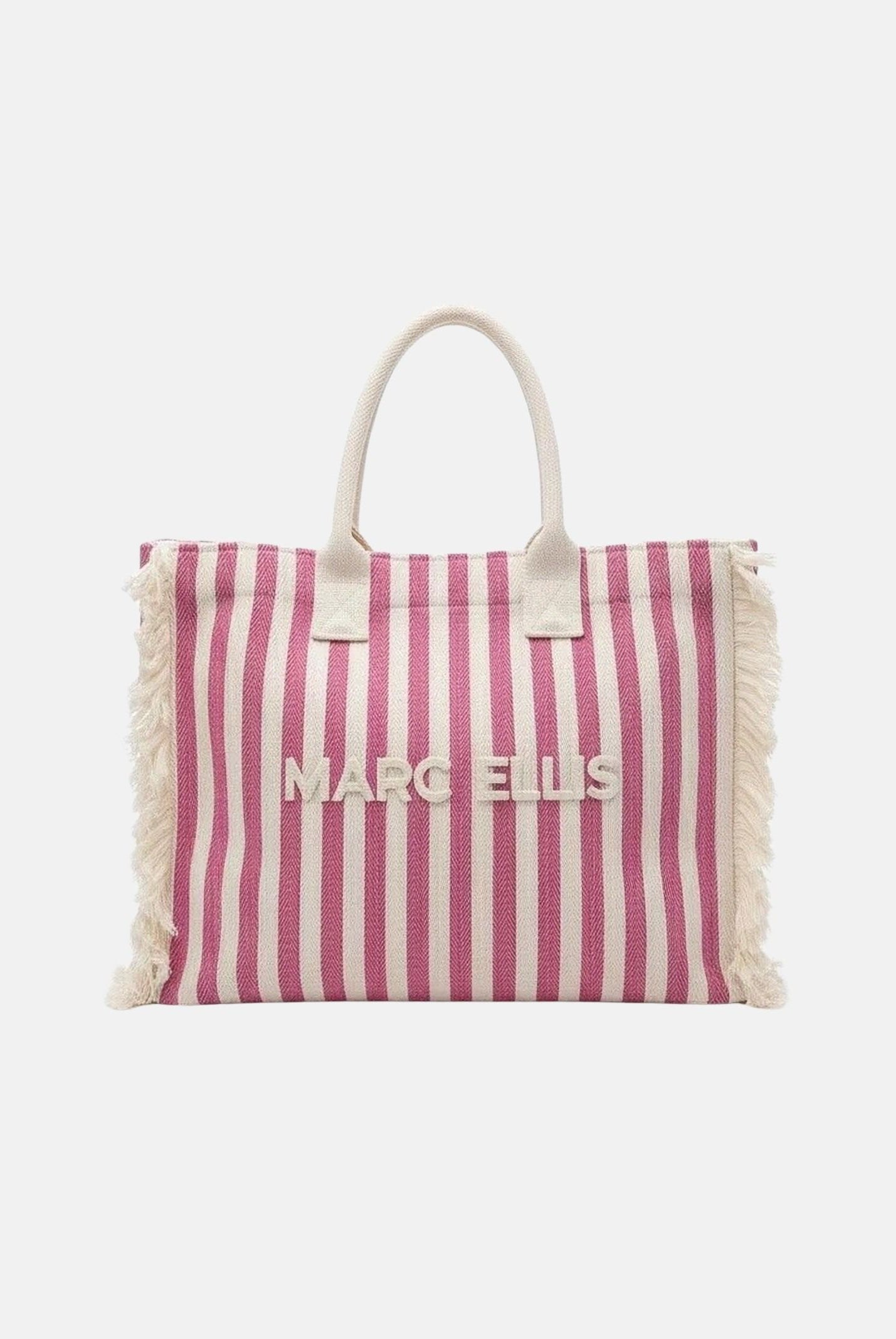 MARC ELLIS Borsa mare rosa e panna da donna con motivo a righe e logo BUBY-S-JOAN CARO MARC ELLIS