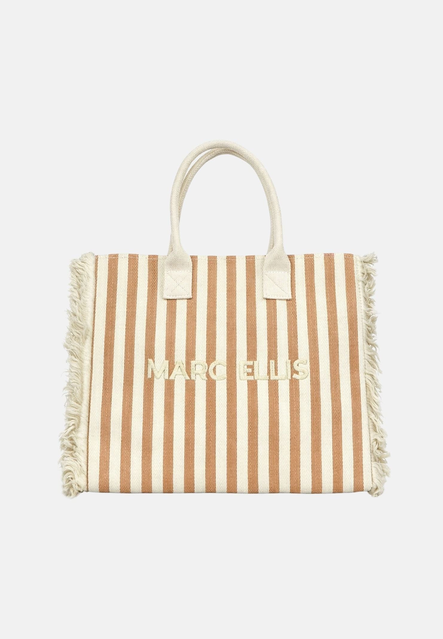 MARC ELLIS Borsa mare beige e panna da donna con motivo a righe e logo BUBY-S-JOAN LITA MARC ELLIS