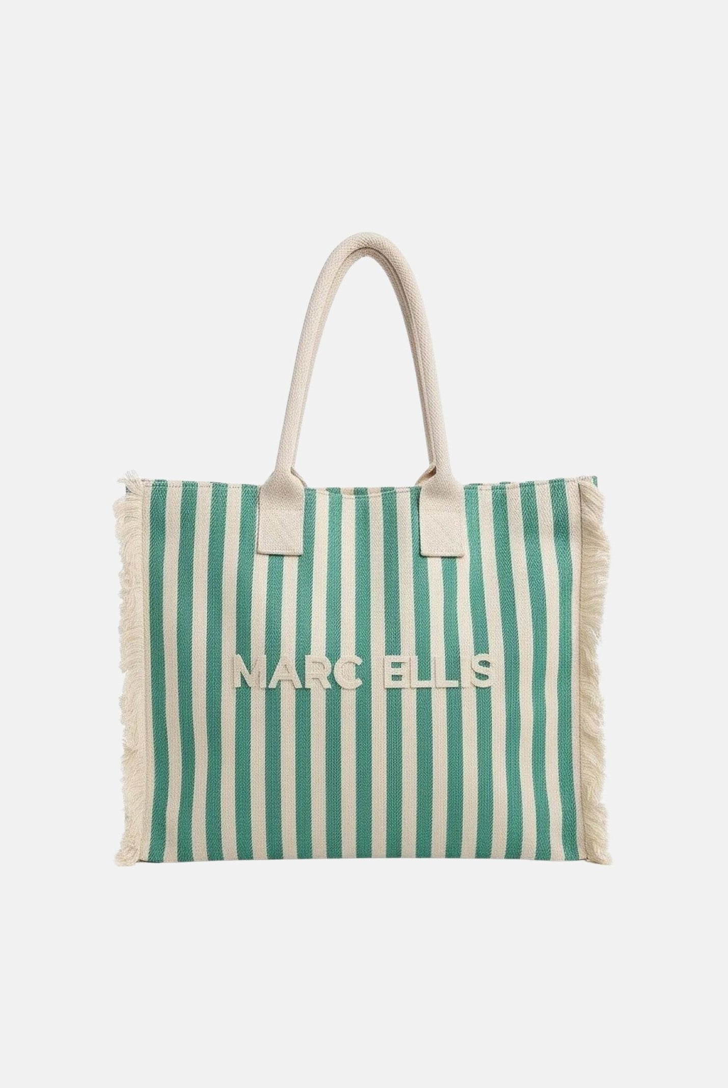 MARC ELLIS Borsa mare verde e panna da donna con motivo a righe e logo BUBY-S-JOAN SOGR MARC ELLIS