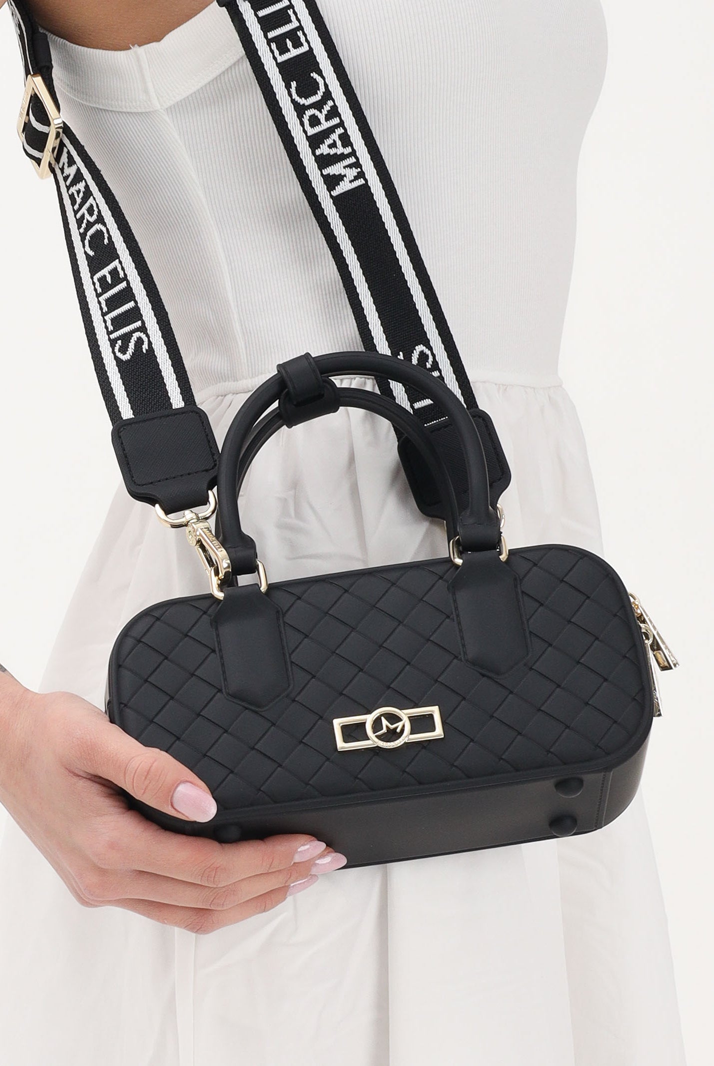 MARC ELLIS Borsa a mano Flat Glitty nera da donna FLAT-GLITTY BLLIGO MARC ELLIS